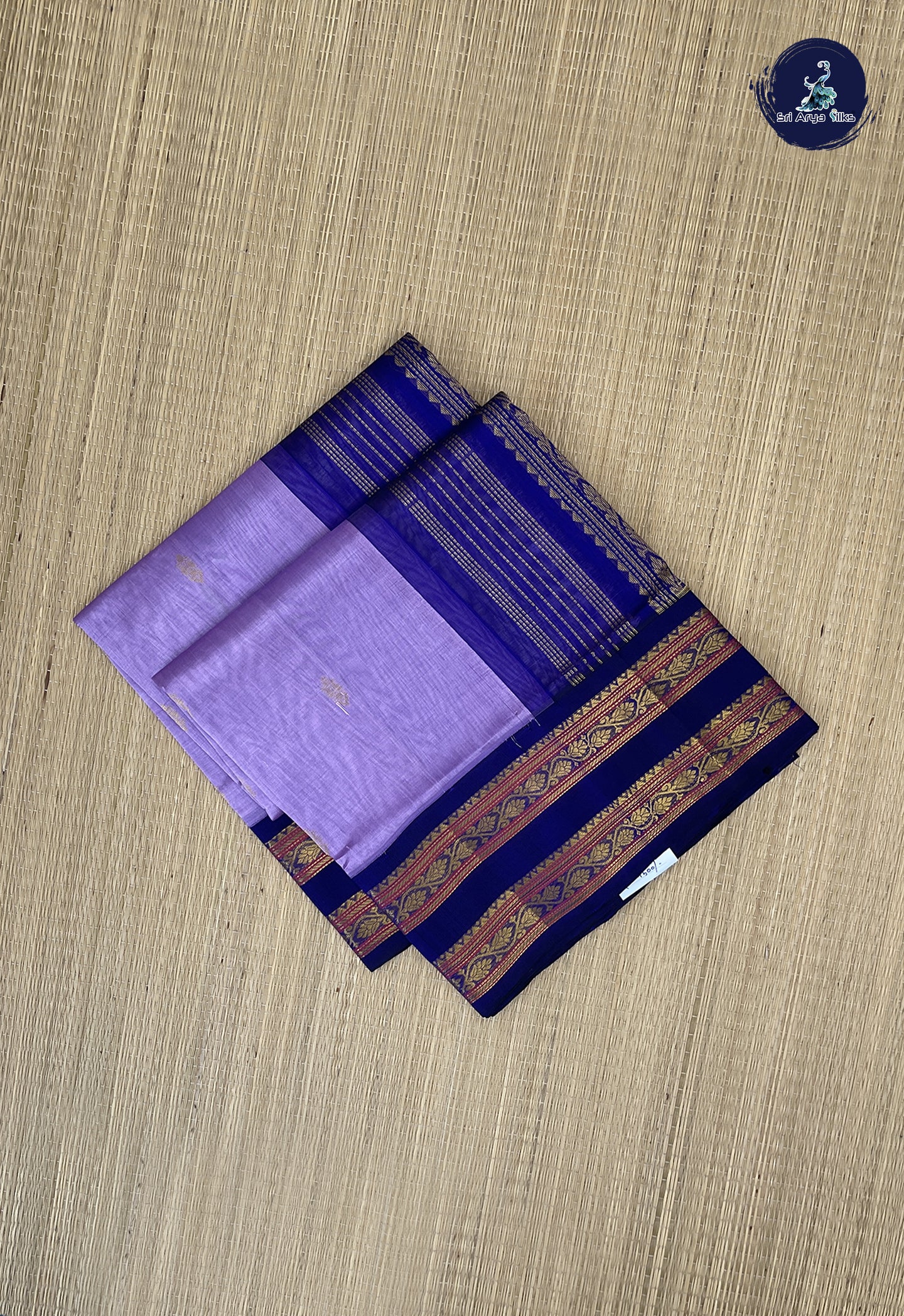 Lavender Korvai Silk Cotton Saree With Zari Buttas Pattern