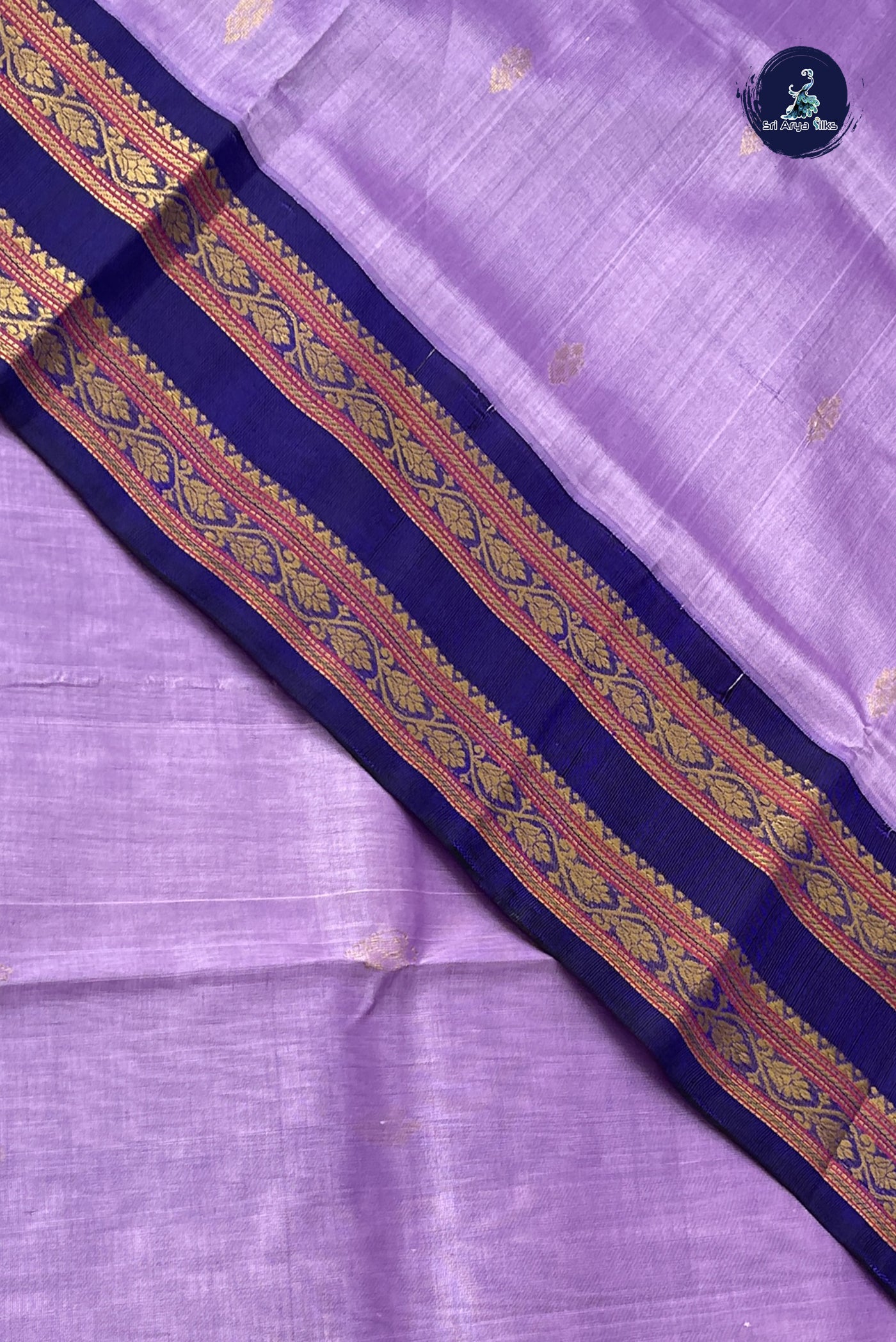 Lavender Korvai Silk Cotton Saree With Zari Buttas Pattern