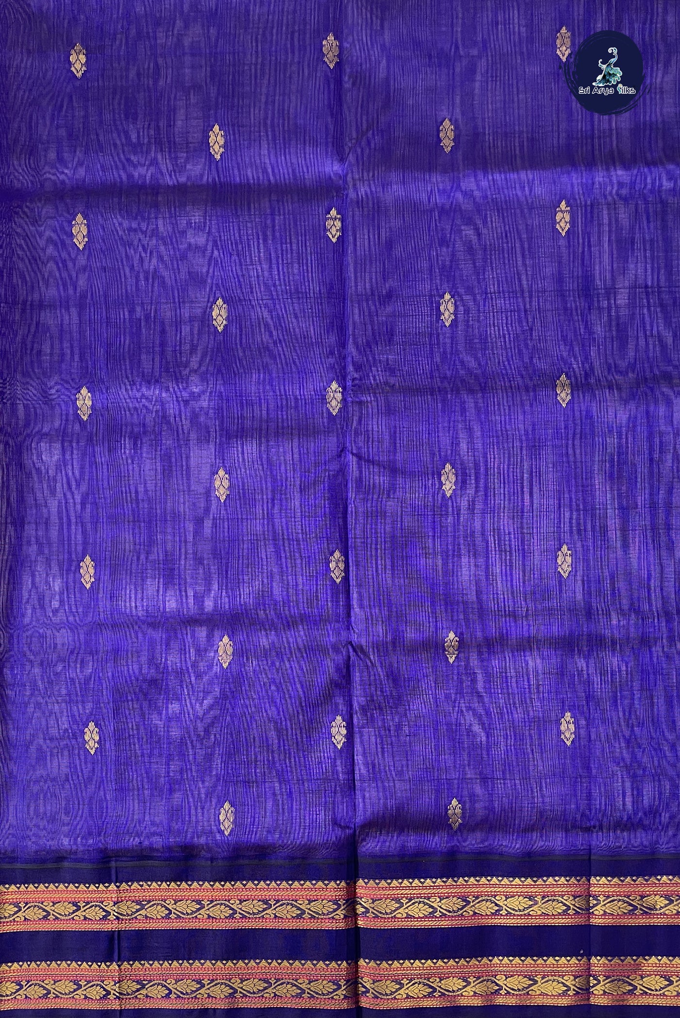 Lavender Korvai Silk Cotton Saree With Zari Buttas Pattern