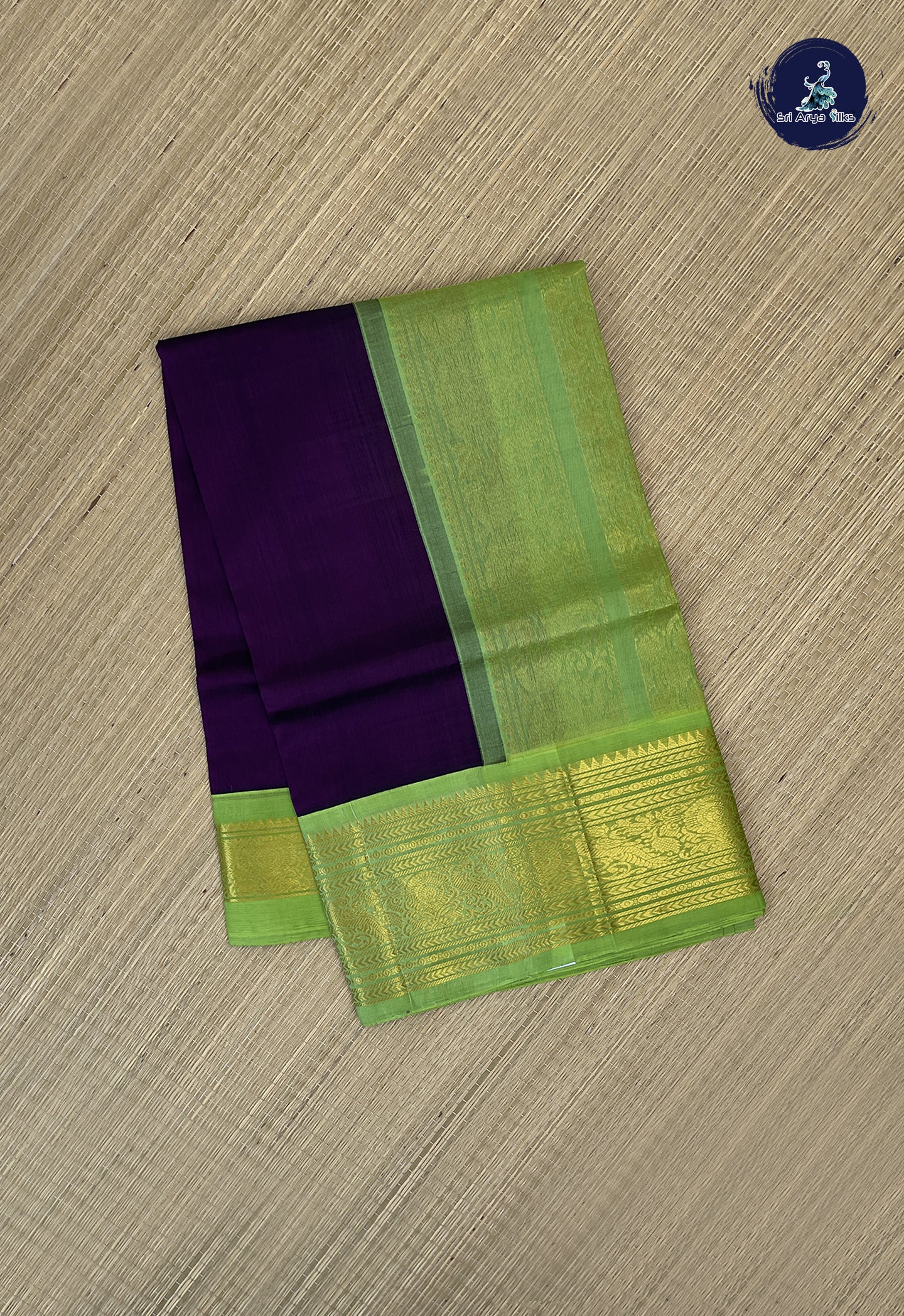 Jamun Korvai Silk Cotton Saree With Plain Pattern