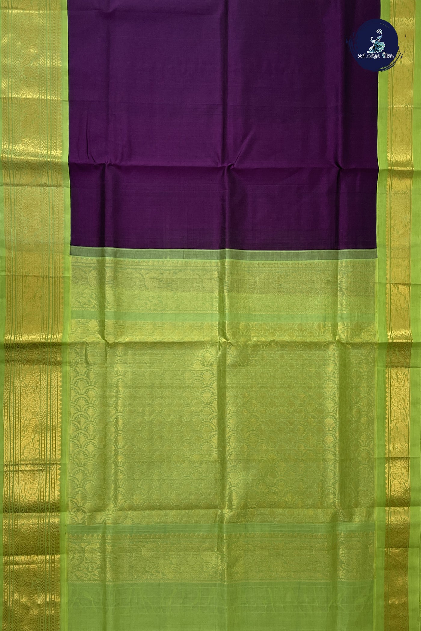 Jamun Korvai Silk Cotton Saree With Plain Pattern