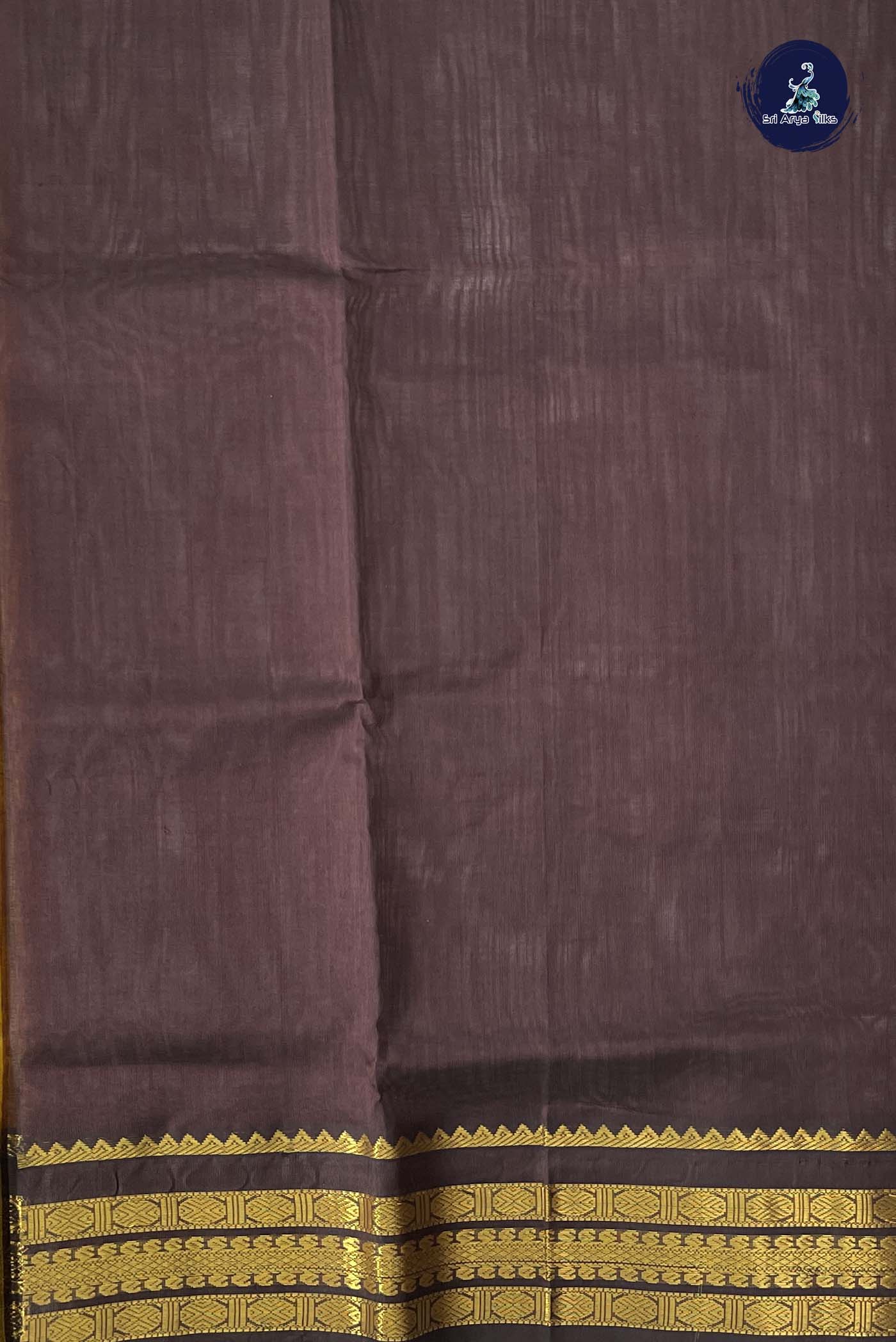 Mango Yellow Korvai Silk Cotton Saree With Plain Pattern