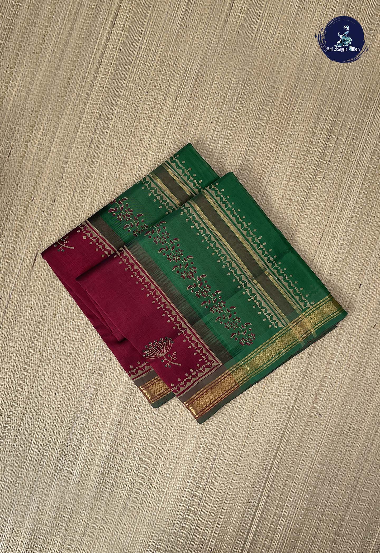 Dual Tone Brown Simple Silk Cotton Saree With Printed Pattern