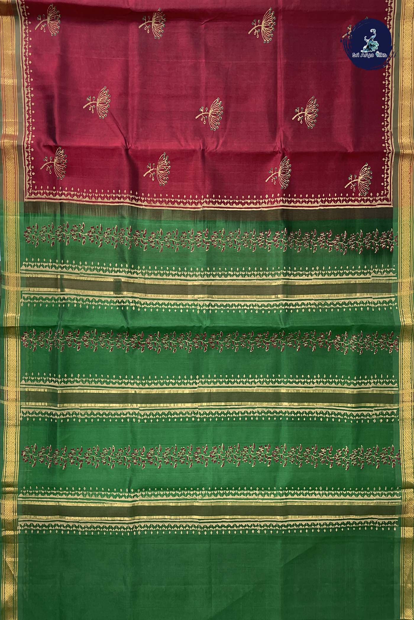Dual Tone Brown Simple Silk Cotton Saree With Printed Pattern