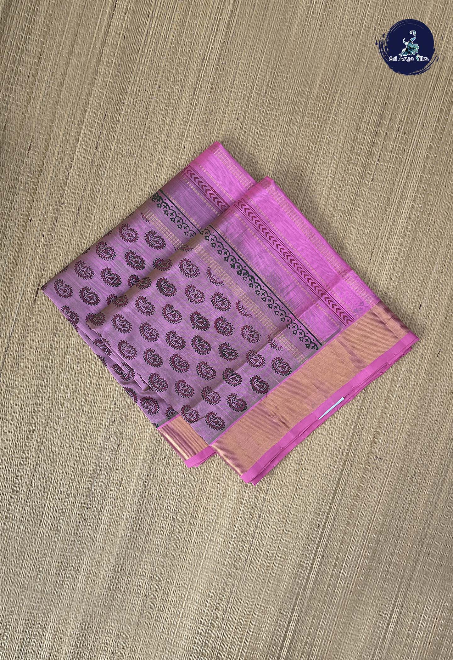 Dual Tone Pink Simple Silk Cotton Saree With Printed Pattern