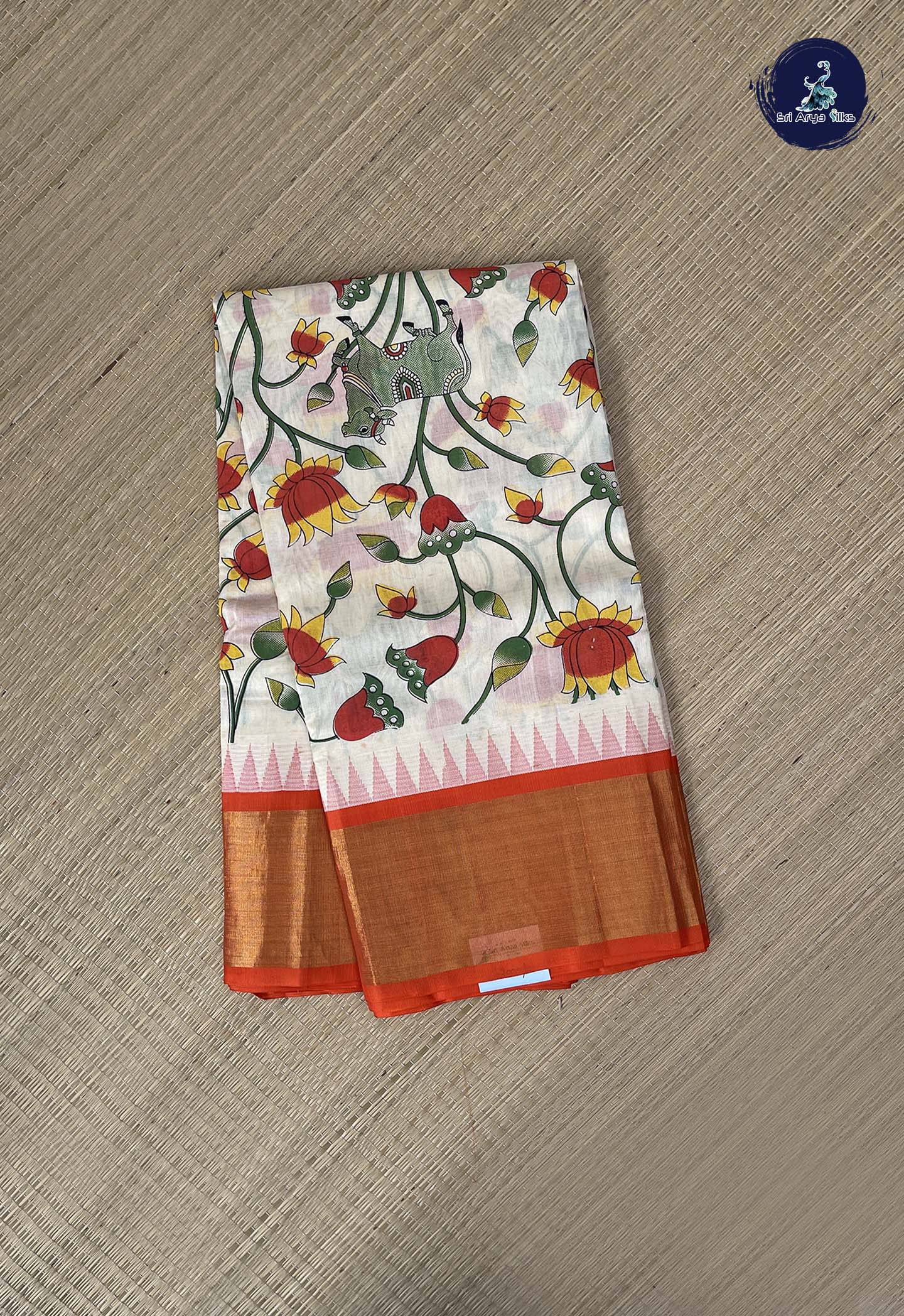 Off White Korvai Silk Cotton Saree With Printed Pattern
