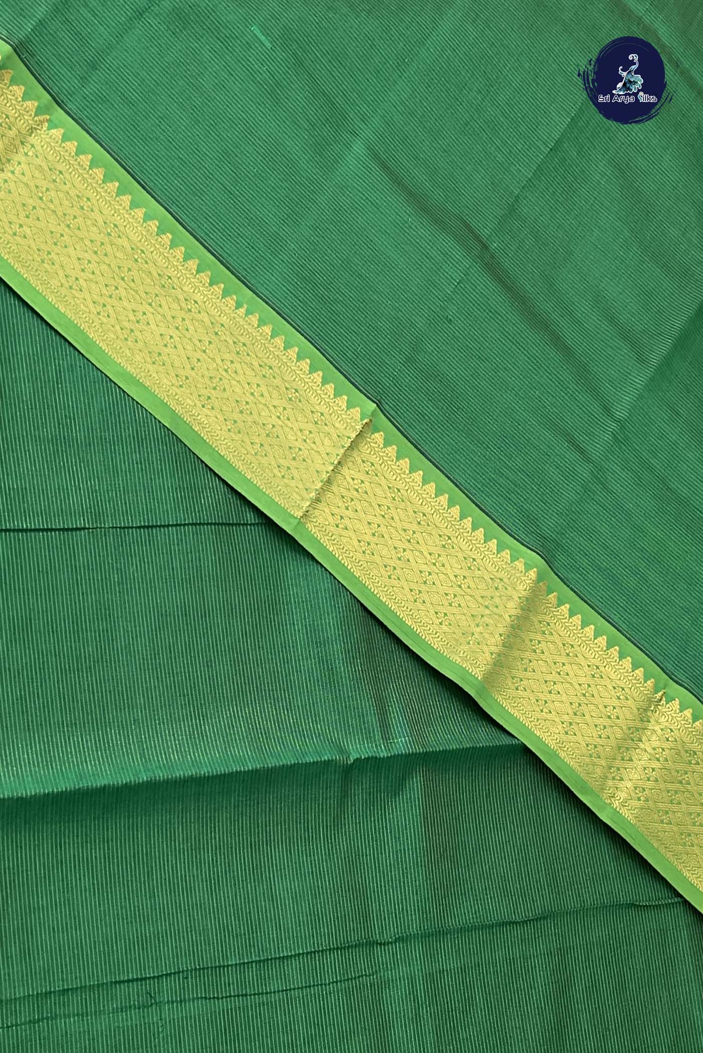 Dark Green Vaira Oosi Silk Cotton Saree With Vaira Oosi Pattern
