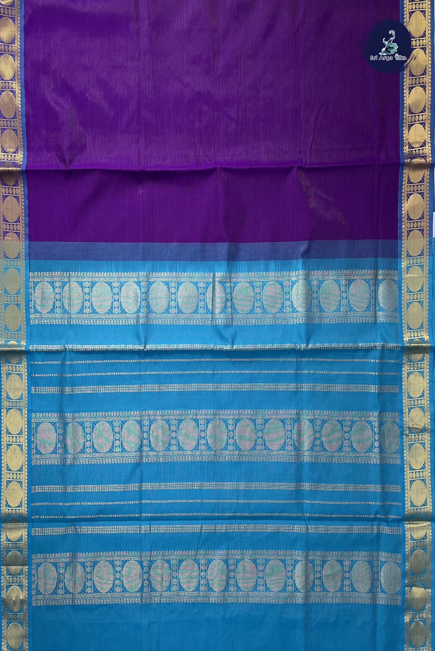 Violet Vaira Oosi Silk Cotton Saree With Vaira Oosi Pattern