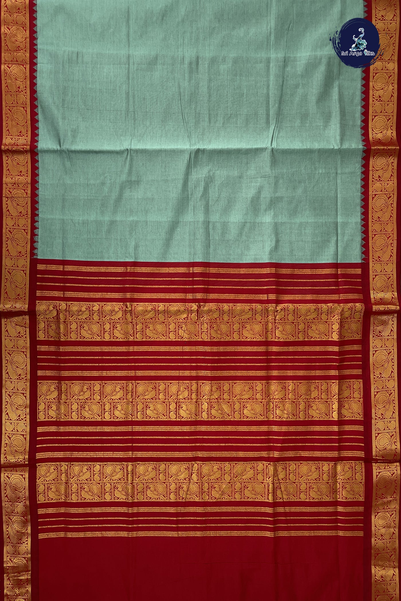 Pastel Shade Kanchi Semi Silk Cotton Saree With Plain Pattern
