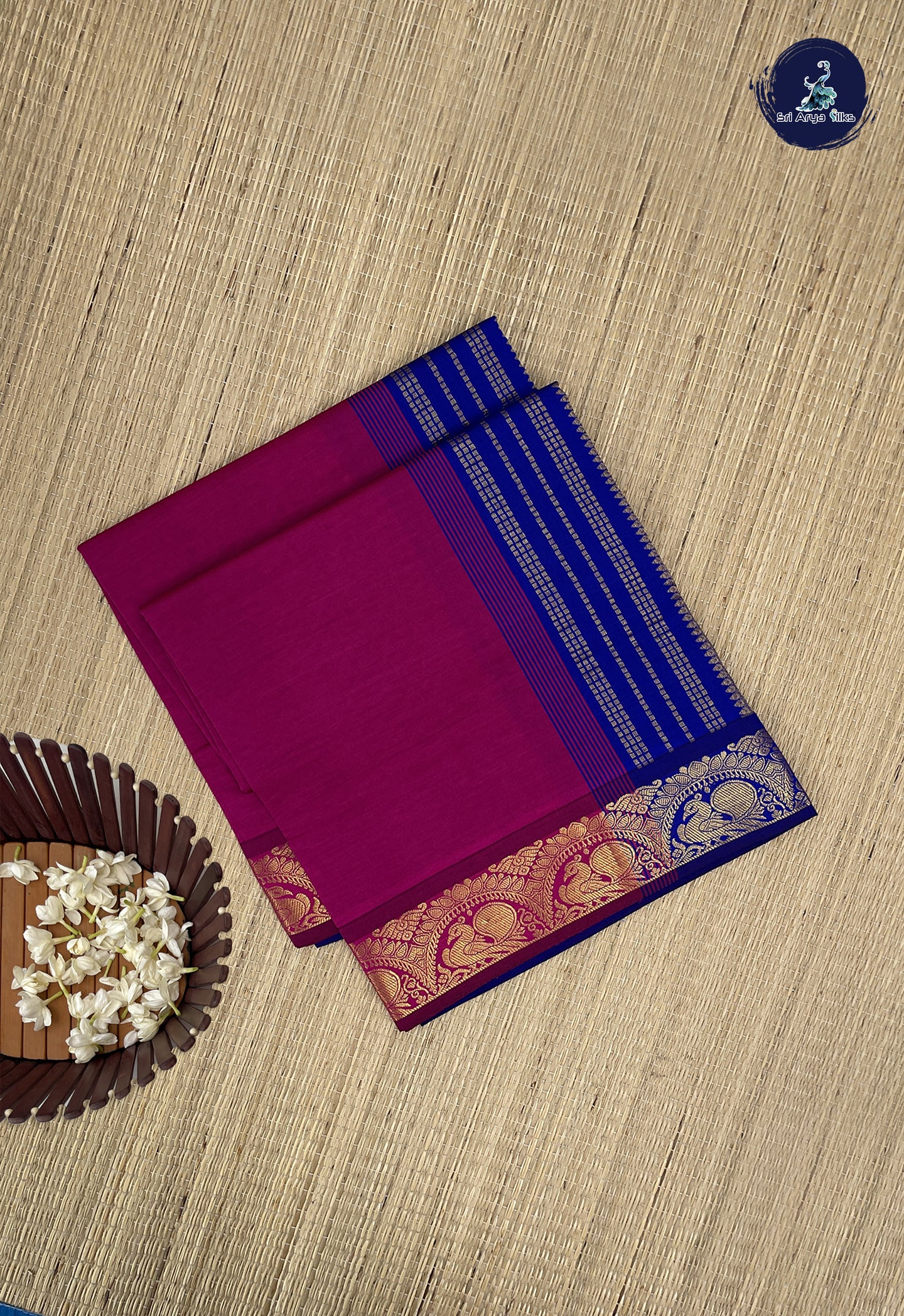 Vadamalli Kanchi Semi Silk Cotton Saree With Plain Pattern