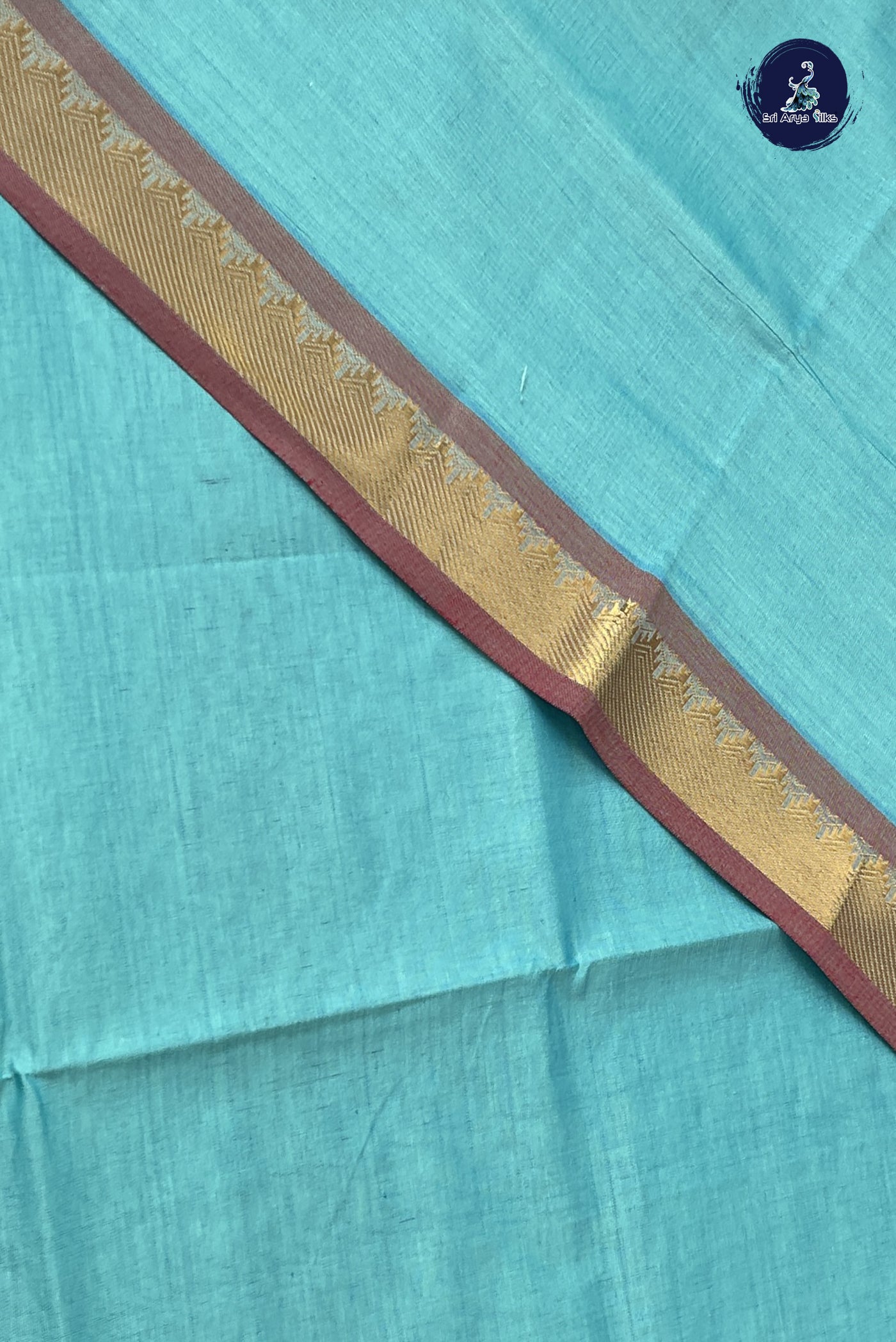 Light Blue Kanchi Semi Silk Cotton Saree With Plain Pattern