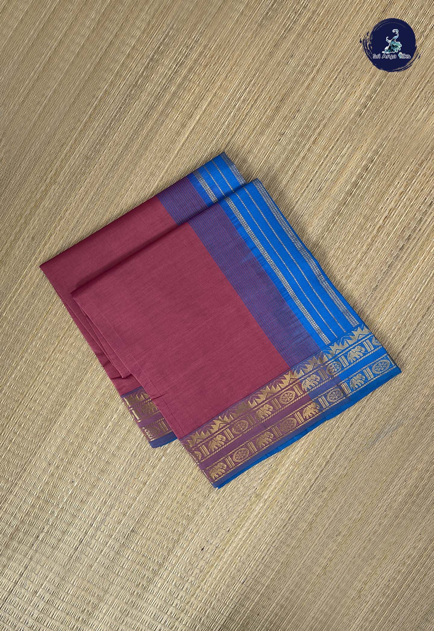 Dusty Pink Kanchi Semi Silk Cotton Saree With Plain Pattern