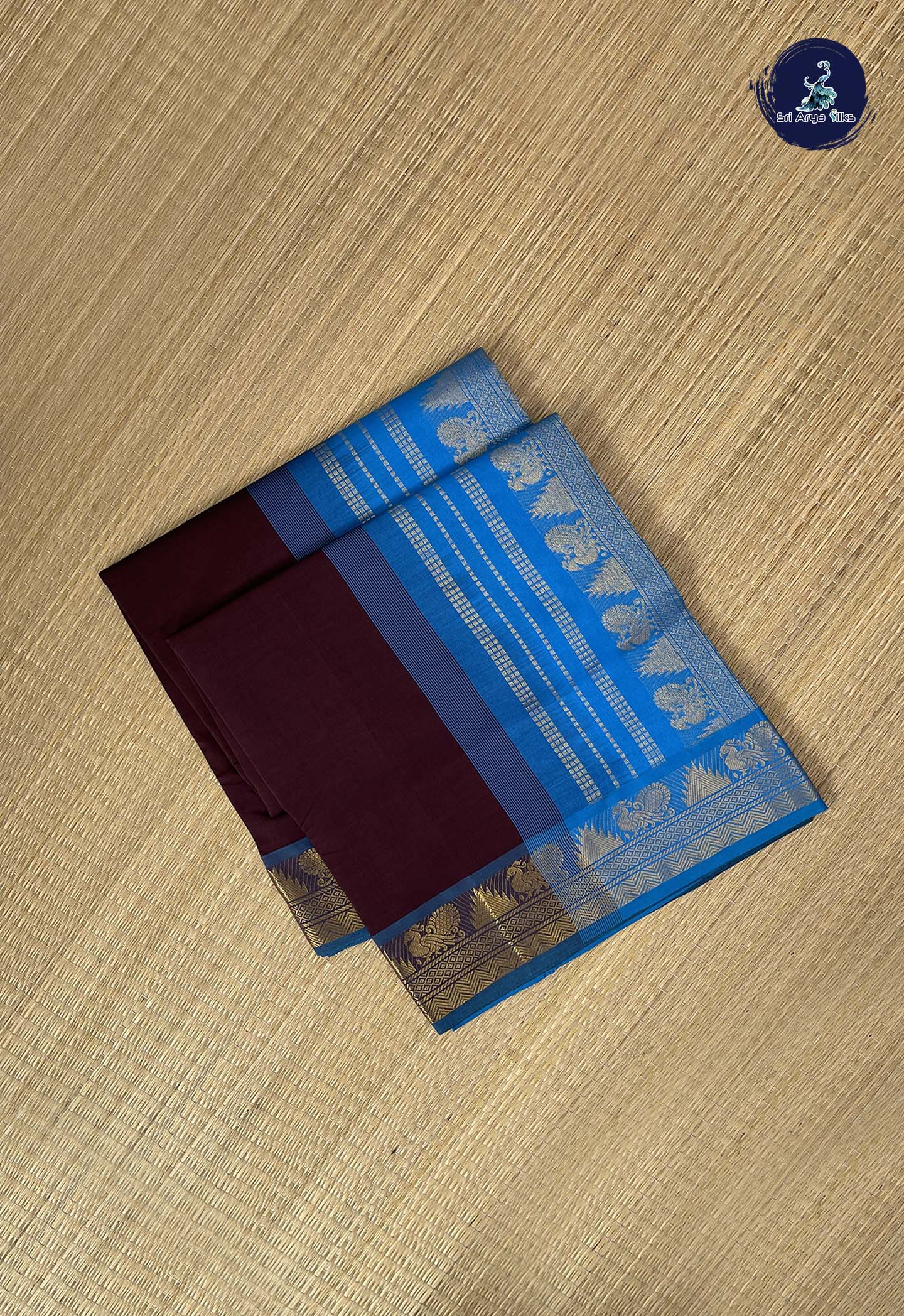 Coffee Brown Kanchi Semi Silk Cotton Saree With Plain Pattern