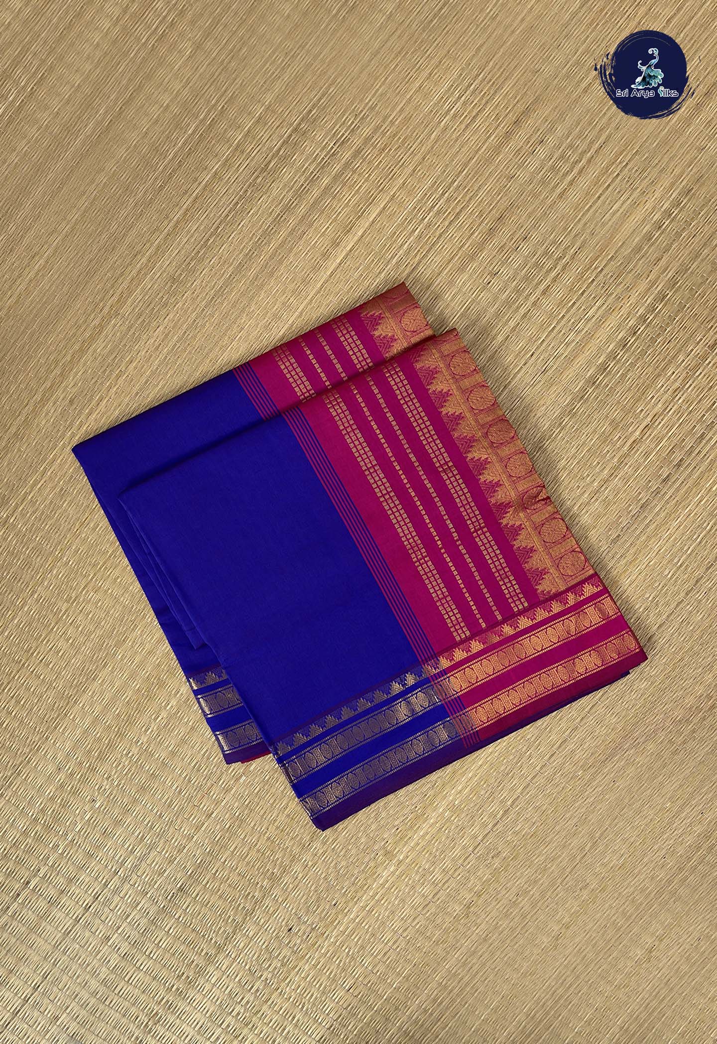 Violet Kanchi Semi Silk Cotton Saree With Plain Pattern