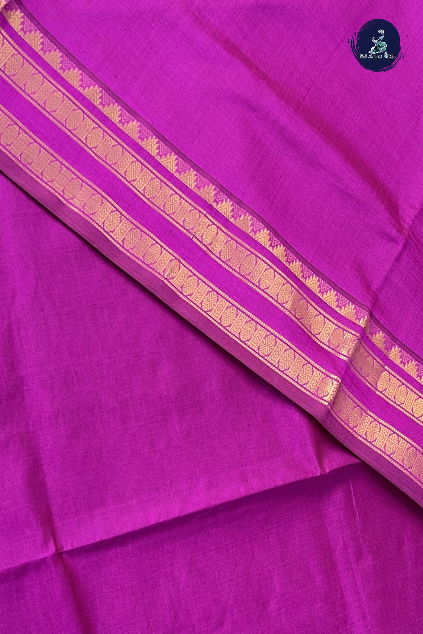 Purple Kanchi Semi Silk Cotton Saree With Plain Pattern