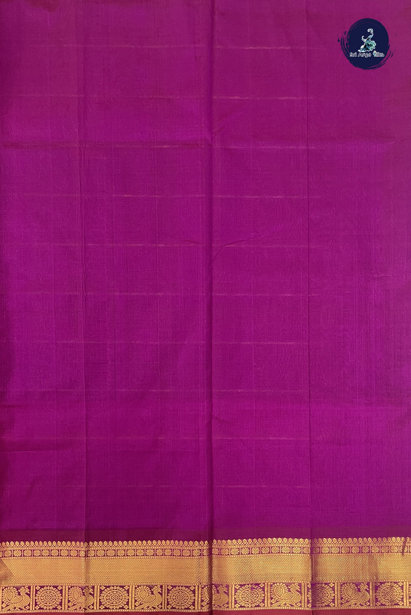 Purple Checked Saree With Mayil Chakram Butta Pattern
