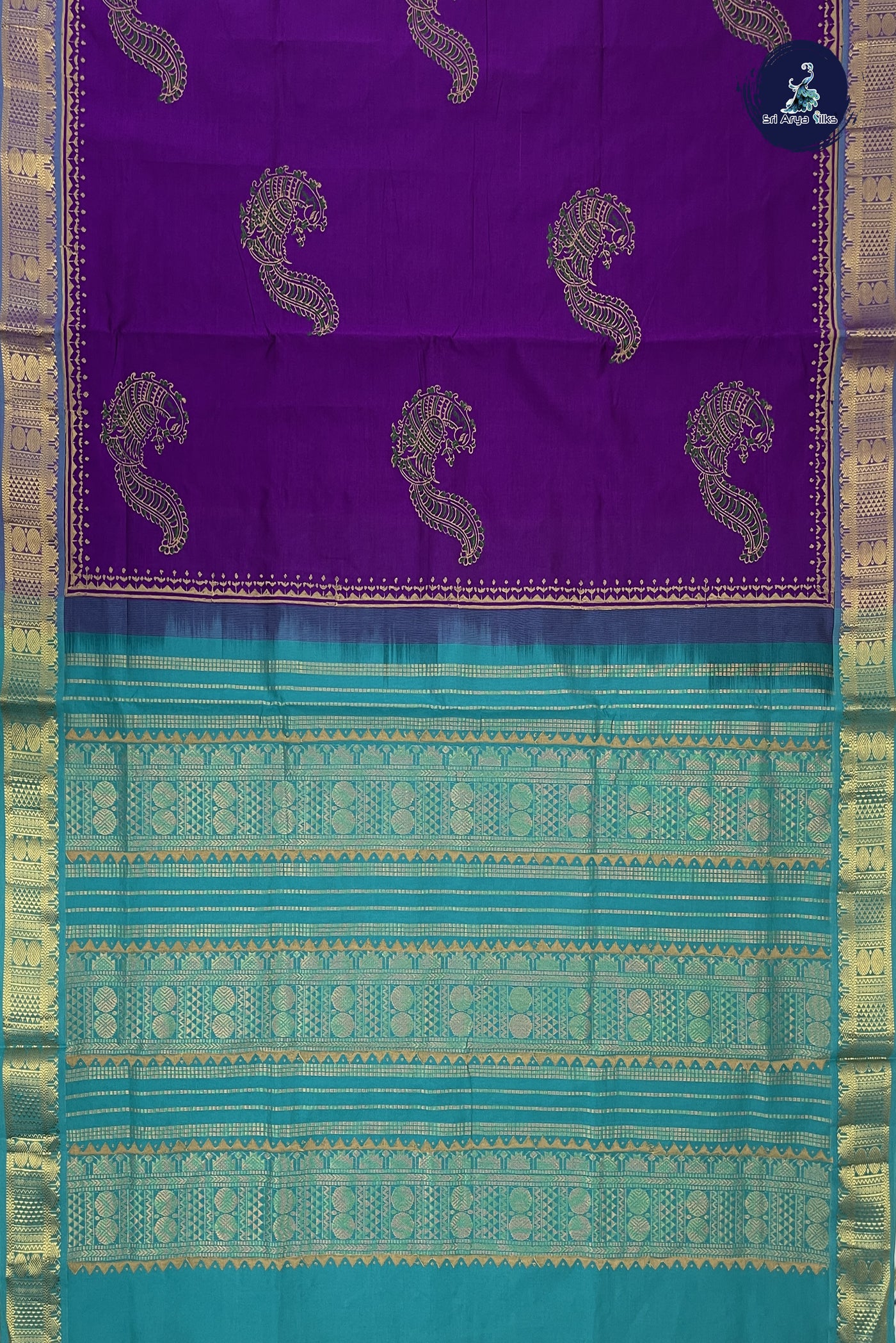 Violet Kanchi Semi Silk Cotton Saree With Printed Pattern