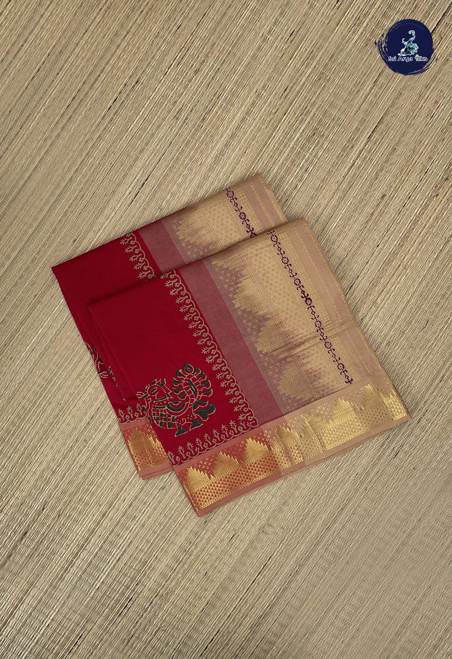 Maroon Kanchi Semi Silk Cotton Saree With Printed Pattern