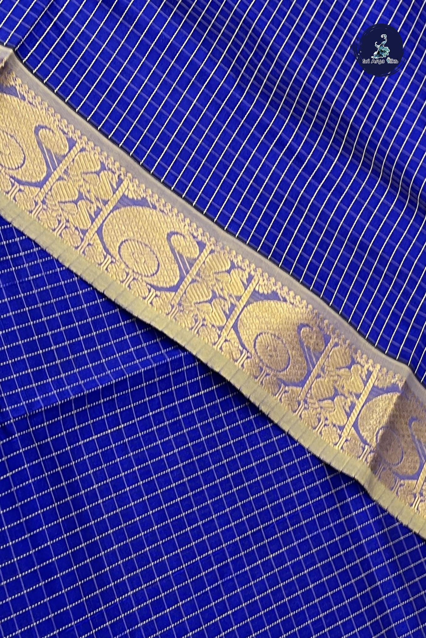 Royal Blue Kanchi Semi Silk Cotton Saree With Checked Pattern