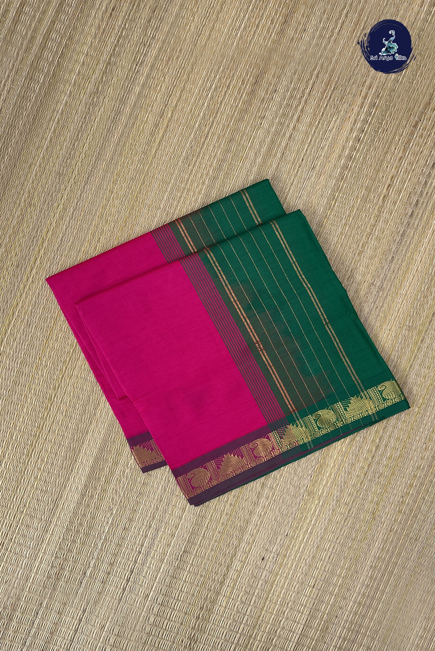 Pink Kanchi Semi Silk Cotton Saree With Plain Pattern