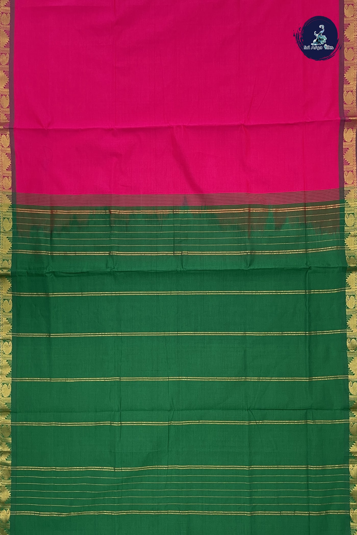 Pink Kanchi Semi Silk Cotton Saree With Plain Pattern