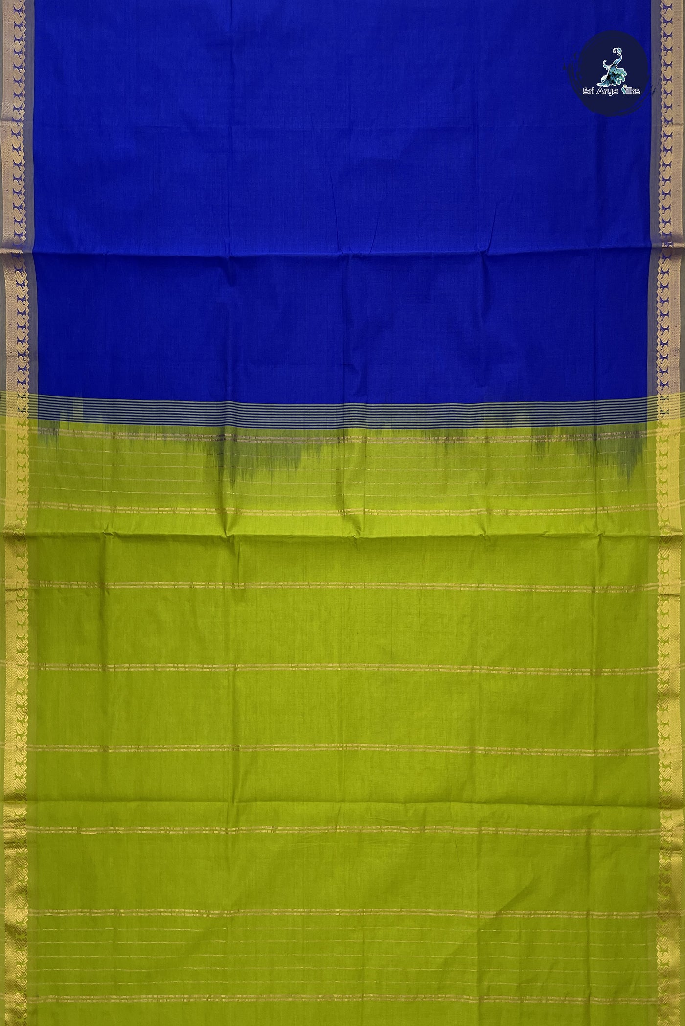 Blue Kanchi Semi Silk Cotton Saree With Plain Pattern