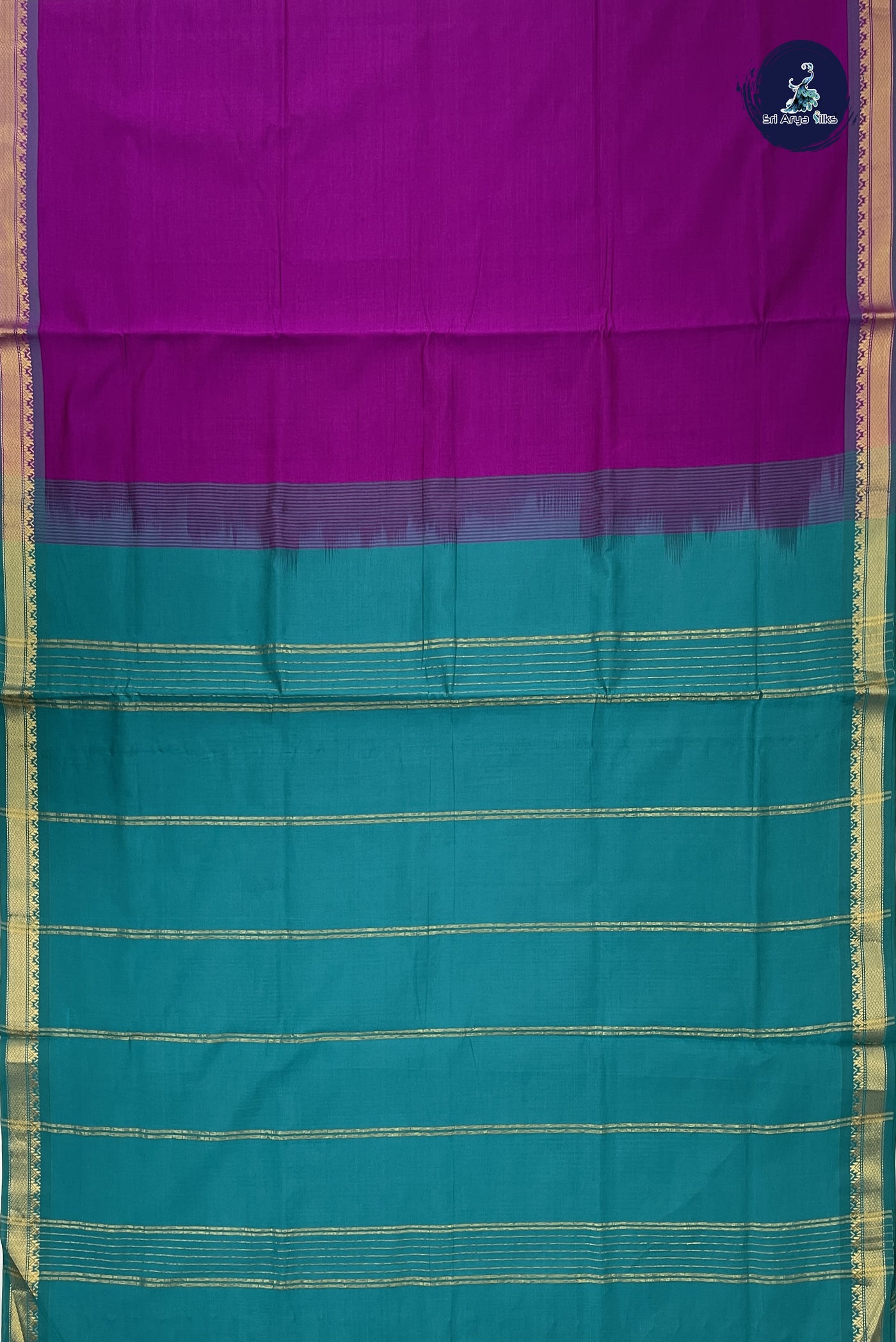 Purple Kanchi Semi Silk Cotton Saree With Plain Pattern
