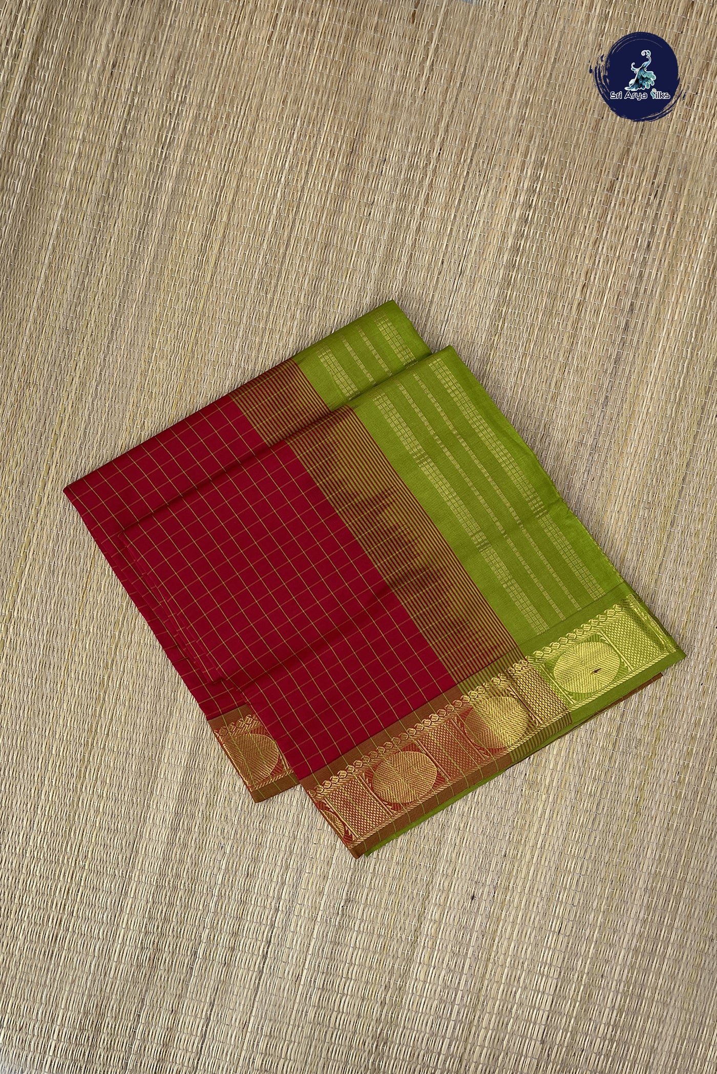 Maroon Kanchi Semi Silk Cotton Saree With Checked Pattern