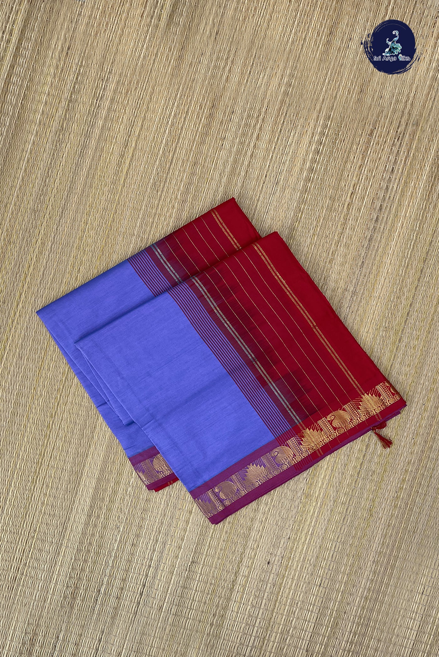 Lavender Kanchi Semi Silk Cotton Saree With Plain Pattern