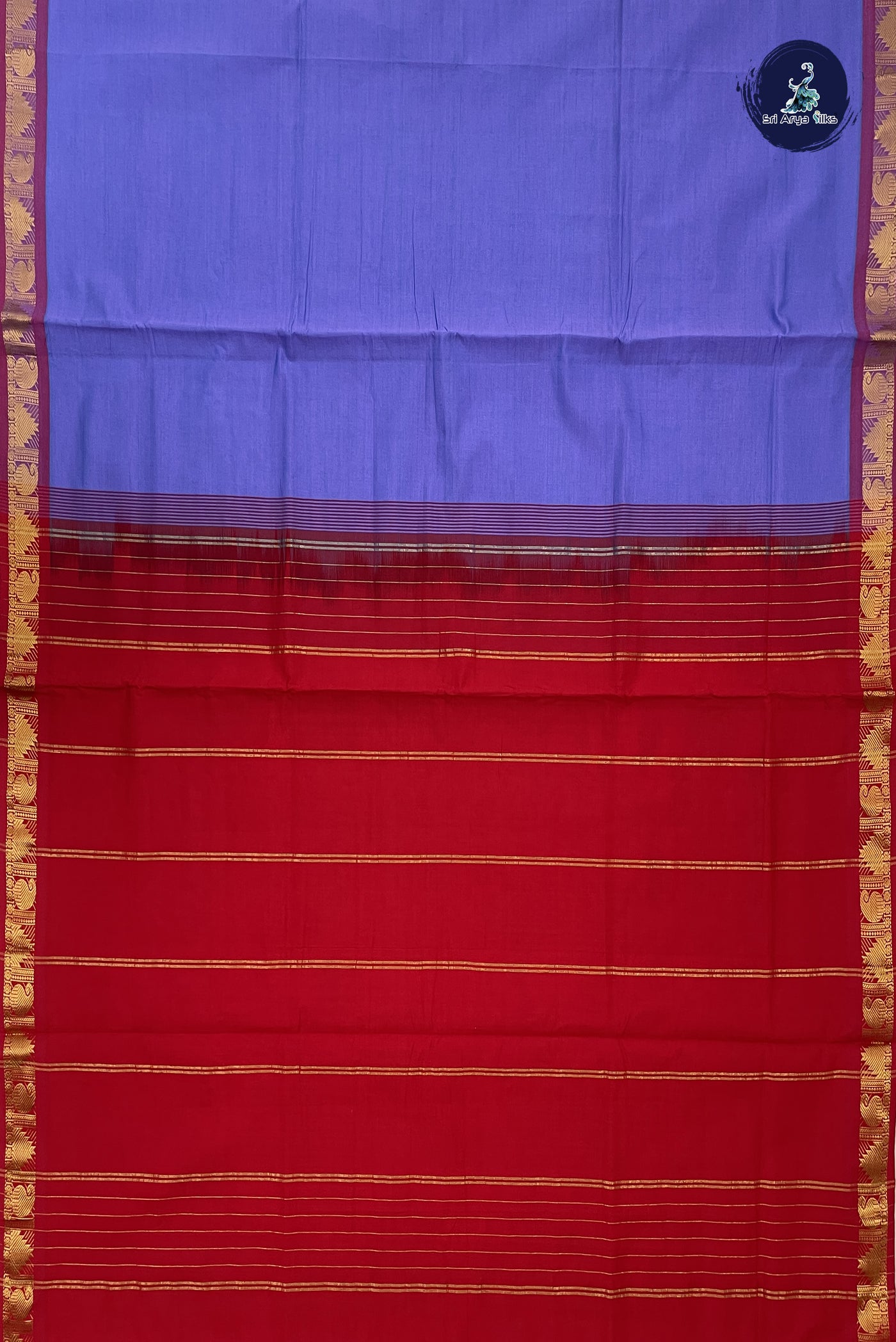Lavender Kanchi Semi Silk Cotton Saree With Plain Pattern