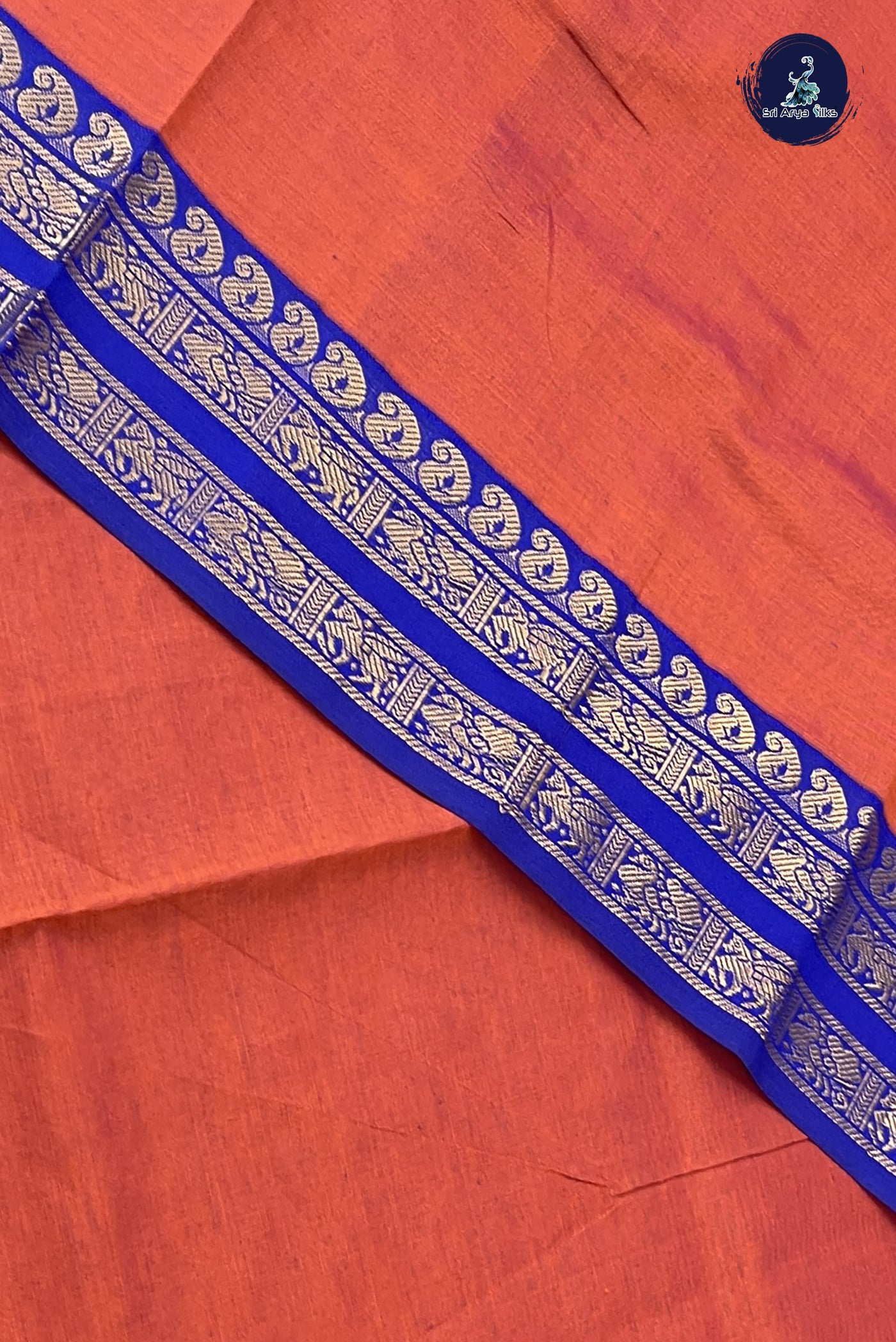 Rust Kanchi Semi Silk Cotton Saree With Plain Pattern