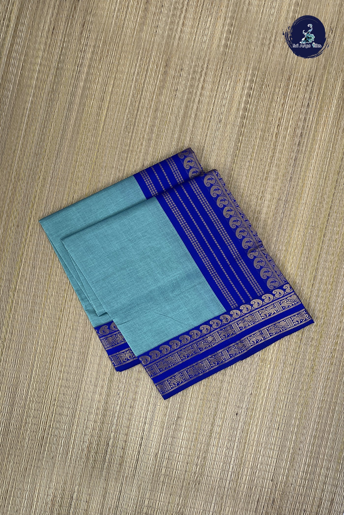 Pastel Shade Kanchi Semi Silk Cotton Saree With Plain Pattern