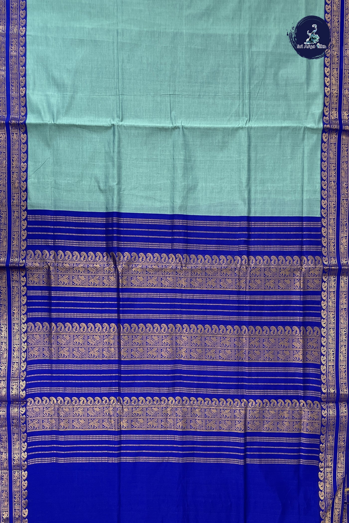 Pastel Shade Kanchi Semi Silk Cotton Saree With Plain Pattern