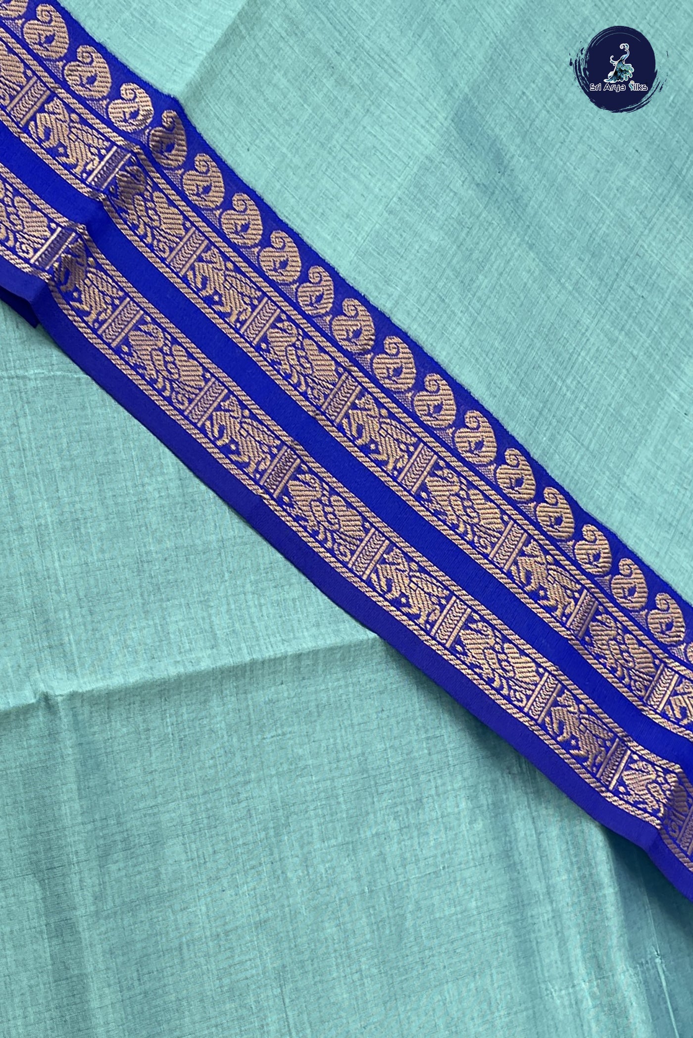 Pastel Shade Kanchi Semi Silk Cotton Saree With Plain Pattern