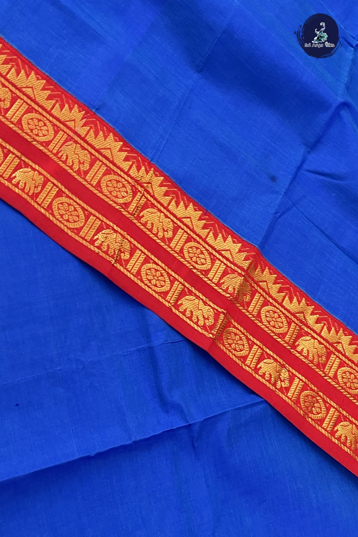 Blue Kanchi Semi Silk Cotton Saree With Plain Pattern