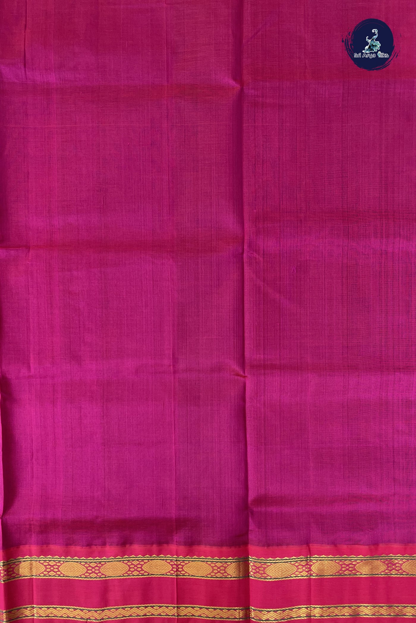 Dark Green Korvai Silk Cotton Saree With Plain Pattern