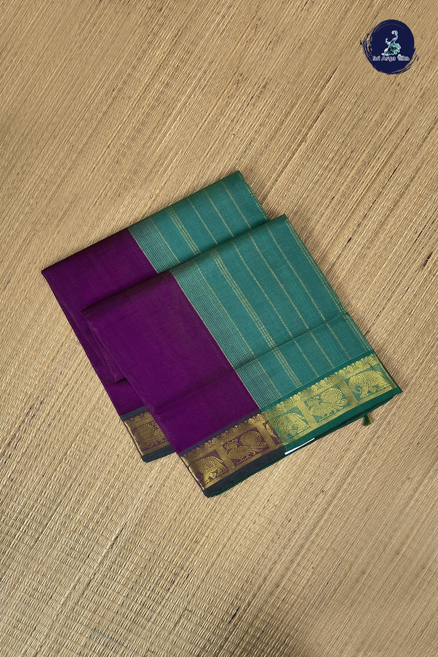 Dual Tone Purple Vaira Oosi Silk Cotton Saree With Vaira Oosi Pattern