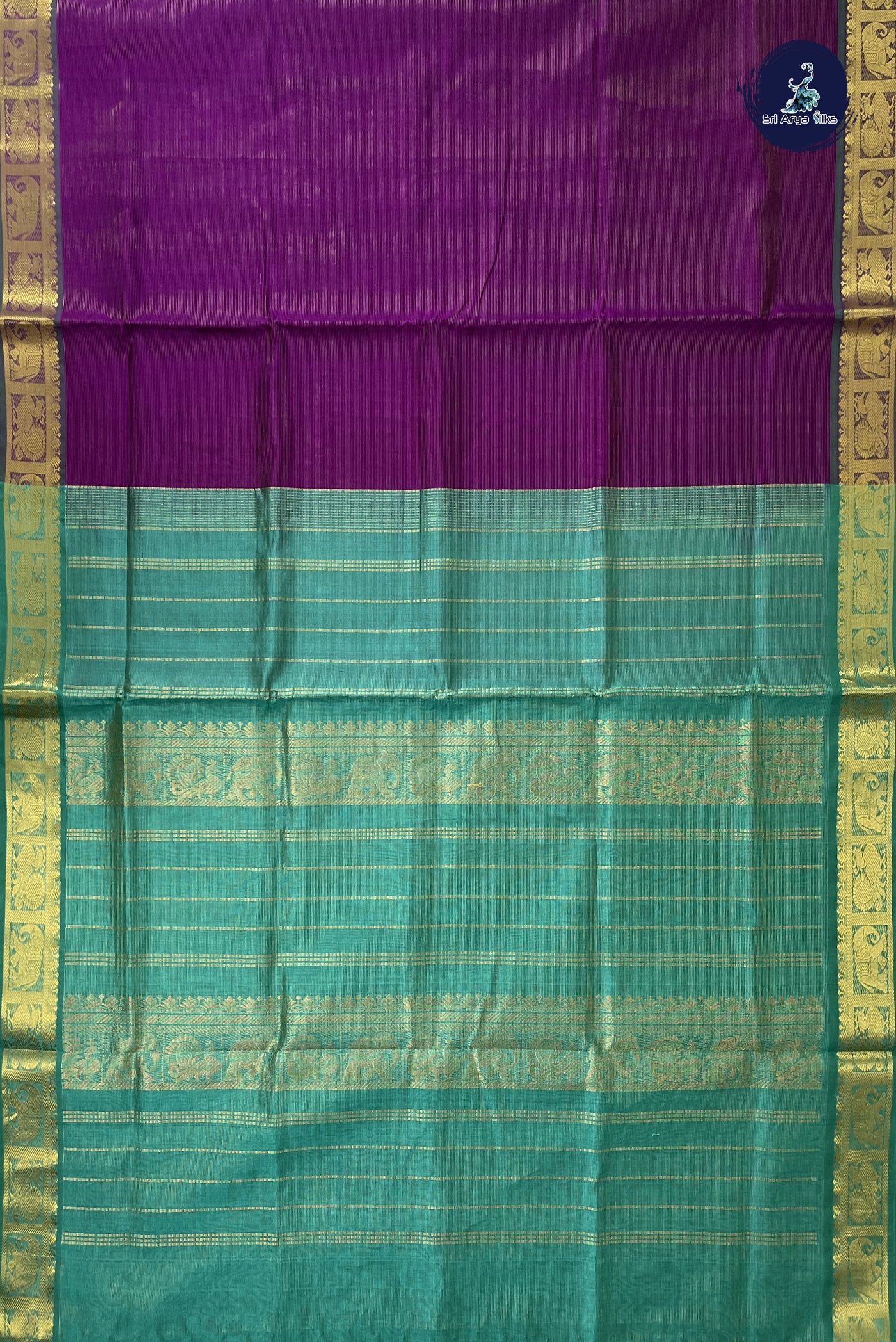 Dual Tone Purple Vaira Oosi Silk Cotton Saree With Vaira Oosi Pattern