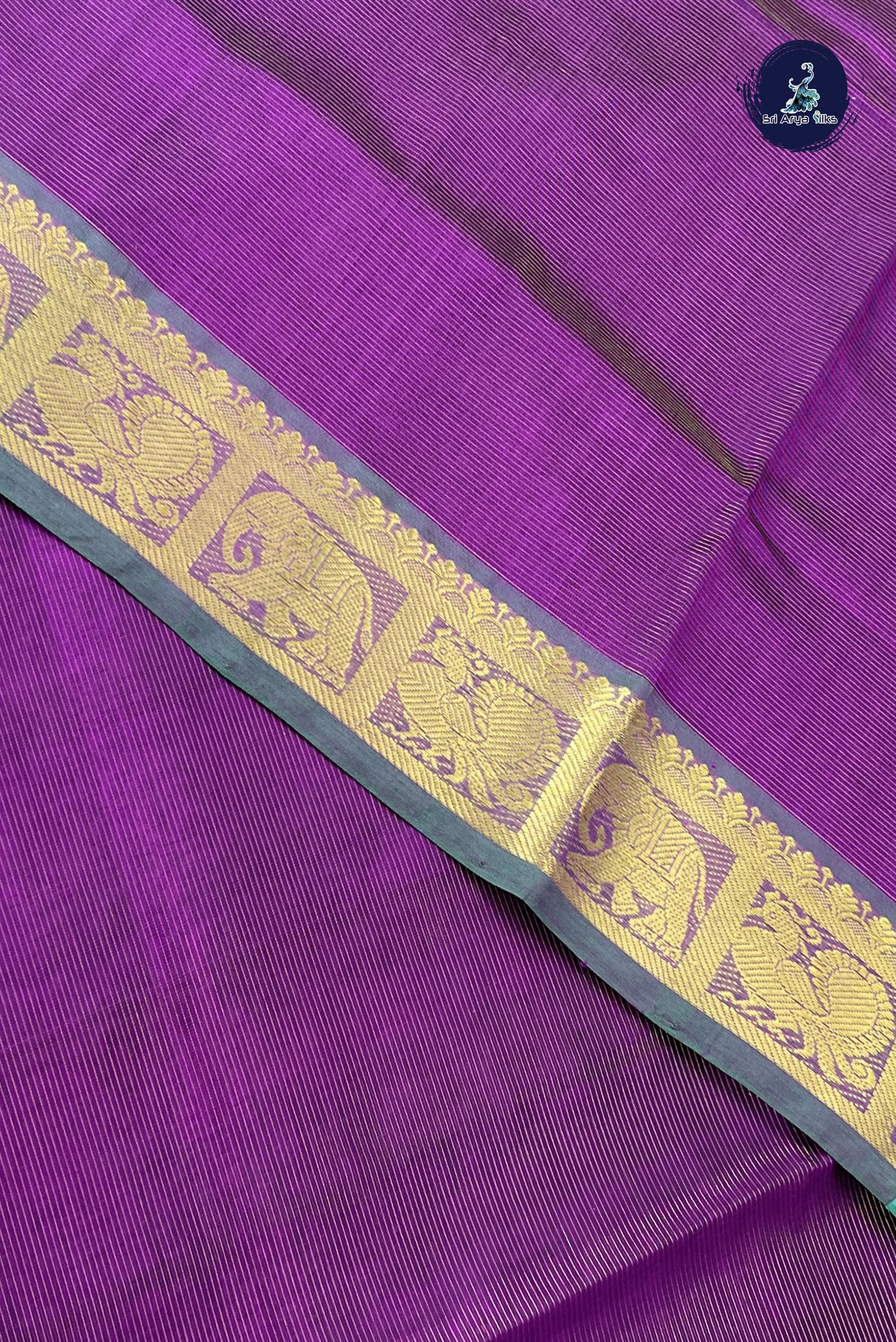 Dual Tone Purple Vaira Oosi Silk Cotton Saree With Vaira Oosi Pattern