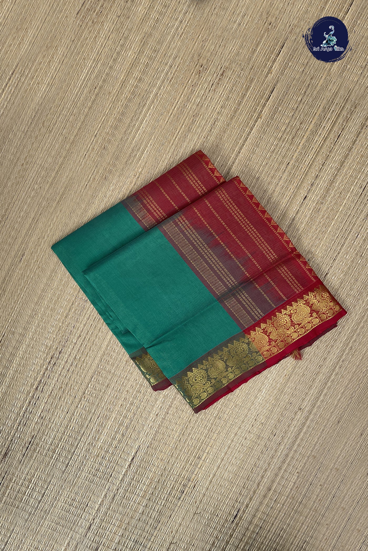 Green Vaira Oosi Silk Cotton Saree With Vaira Oosi Pattern