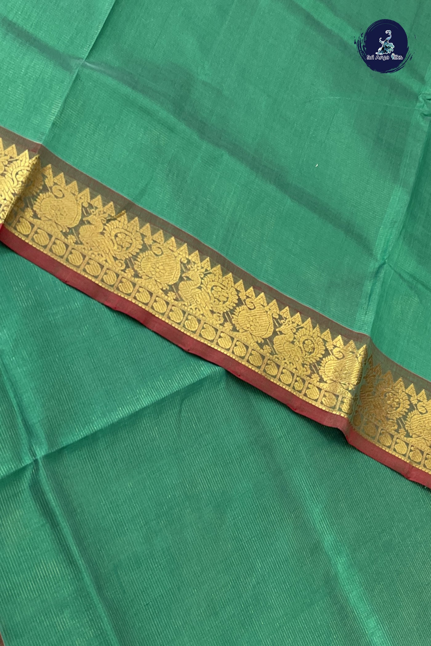Green Vaira Oosi Silk Cotton Saree With Vaira Oosi Pattern