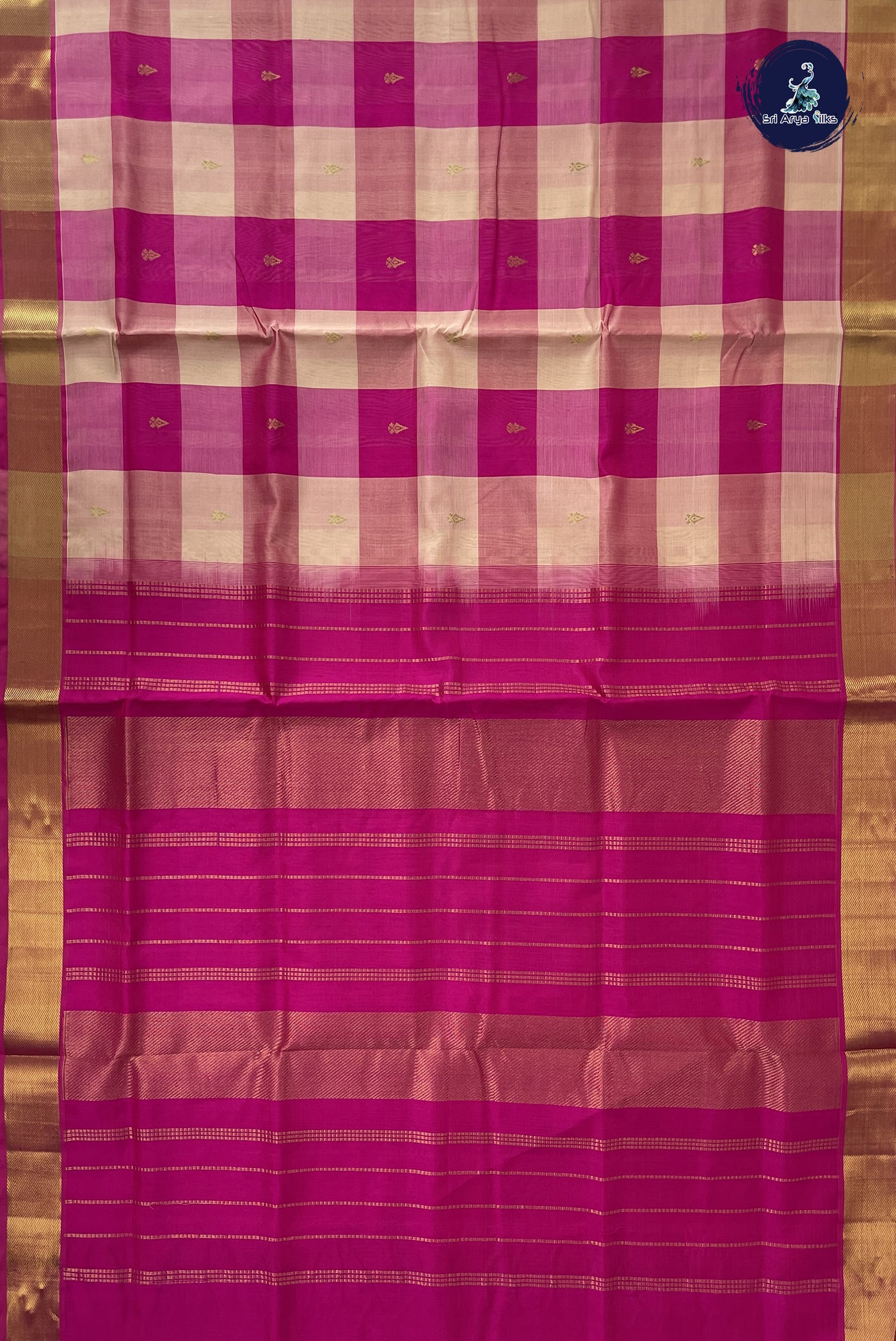 Multi Colour Checked Saree With Paalum Pazham Kattam Pattern