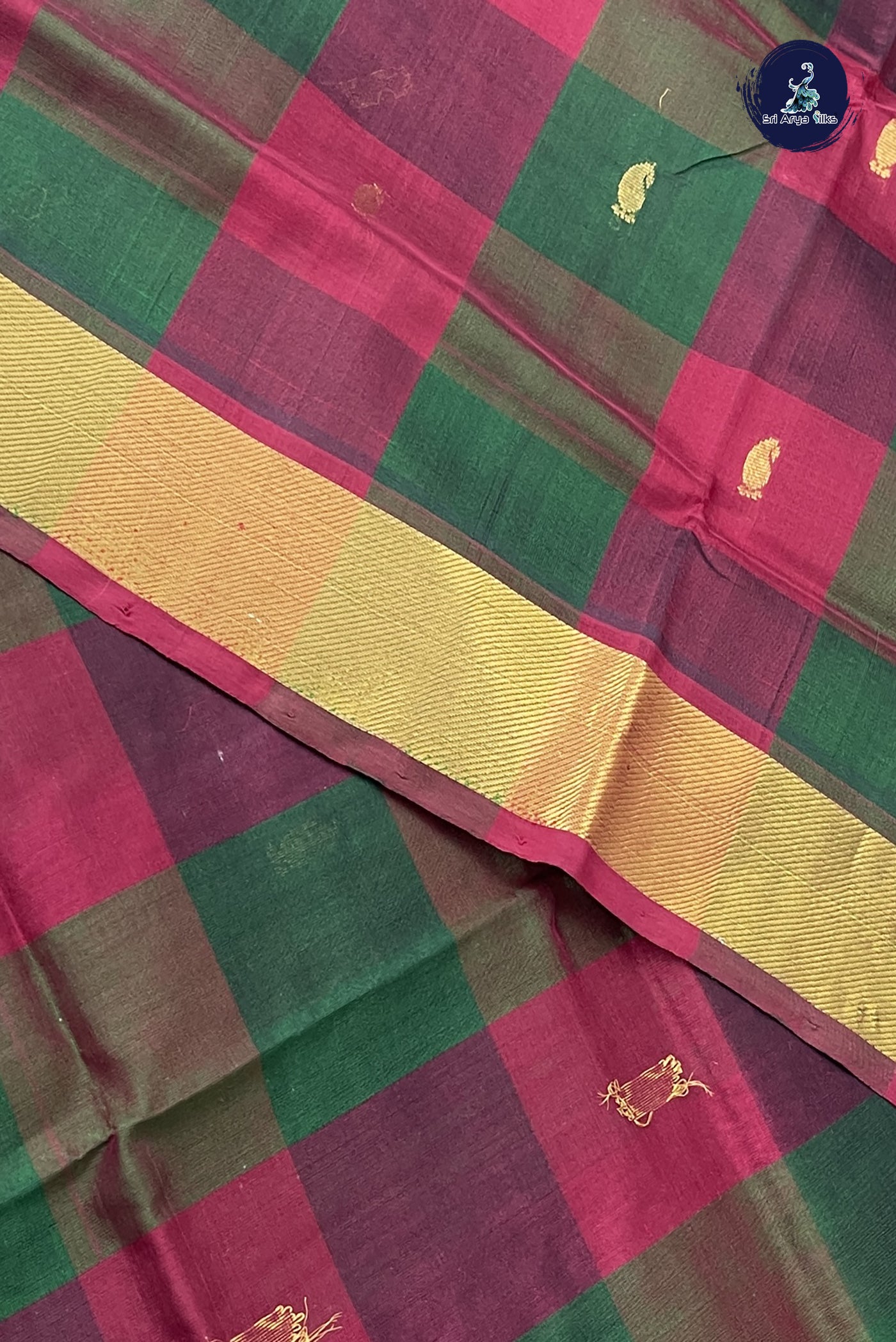 Multi Colour Checked Saree With Paalum Pazham Kattam Pattern