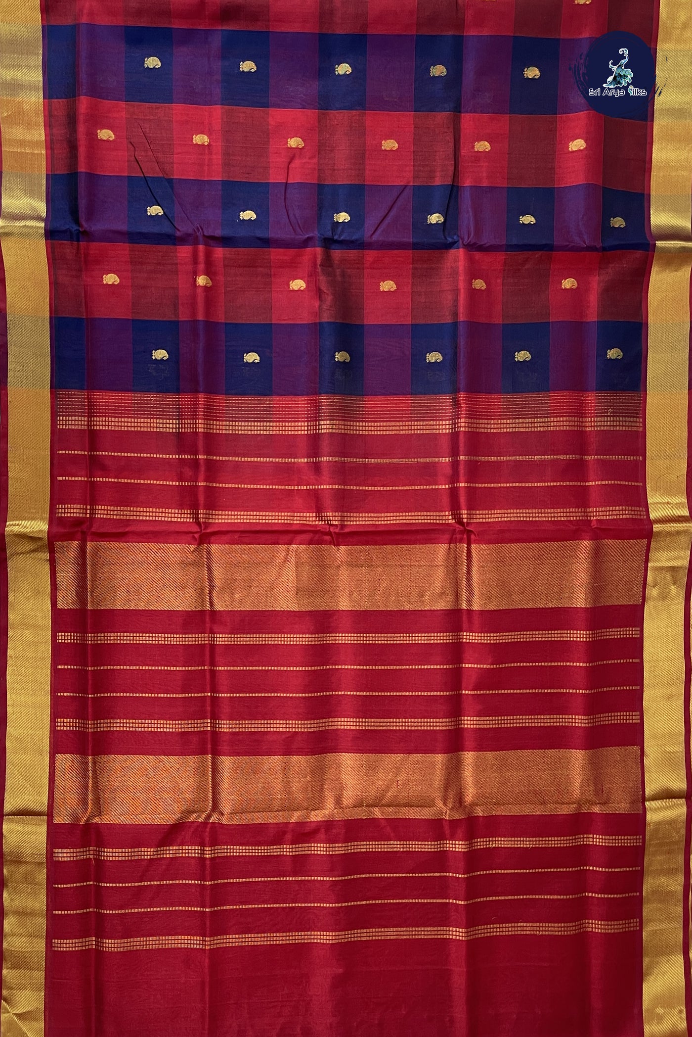 Multi Colour Checked Saree With Paalum Pazham Kattam Pattern