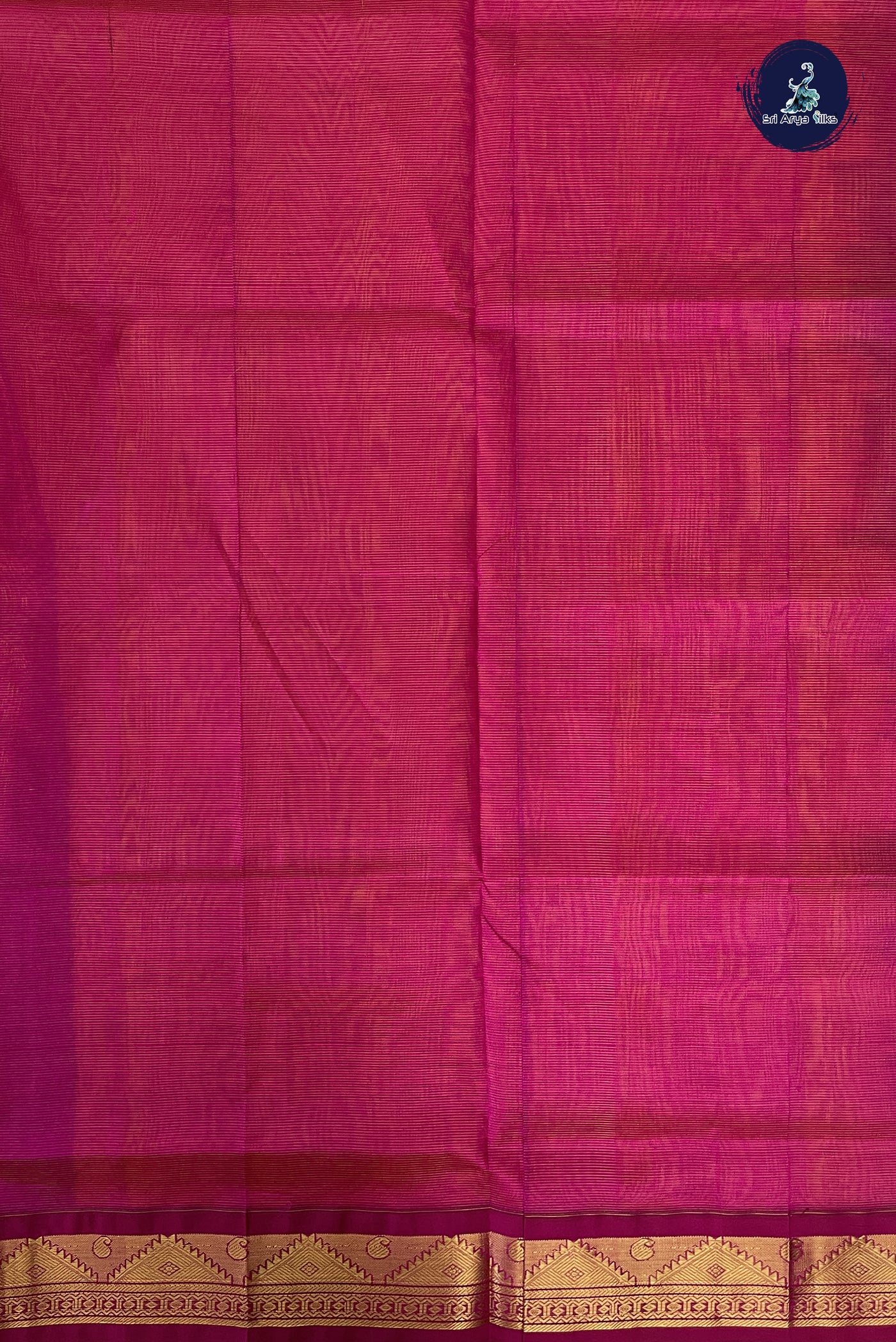 Yellowish Orange Vaira Oosi Silk Cotton Saree With Vaira Oosi Pattern