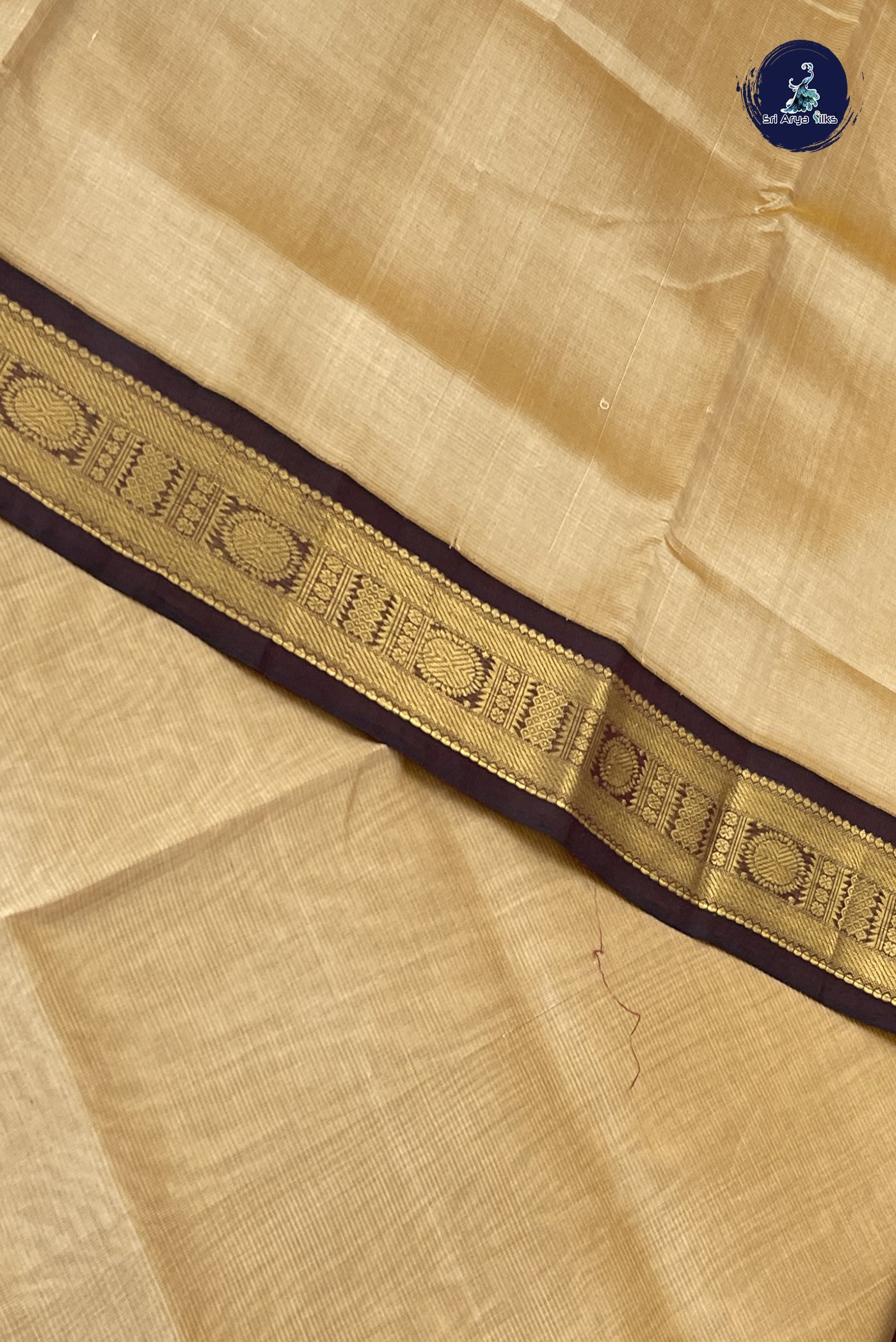 Beige Vaira Oosi Silk Cotton Saree With Vaira Oosi Pattern