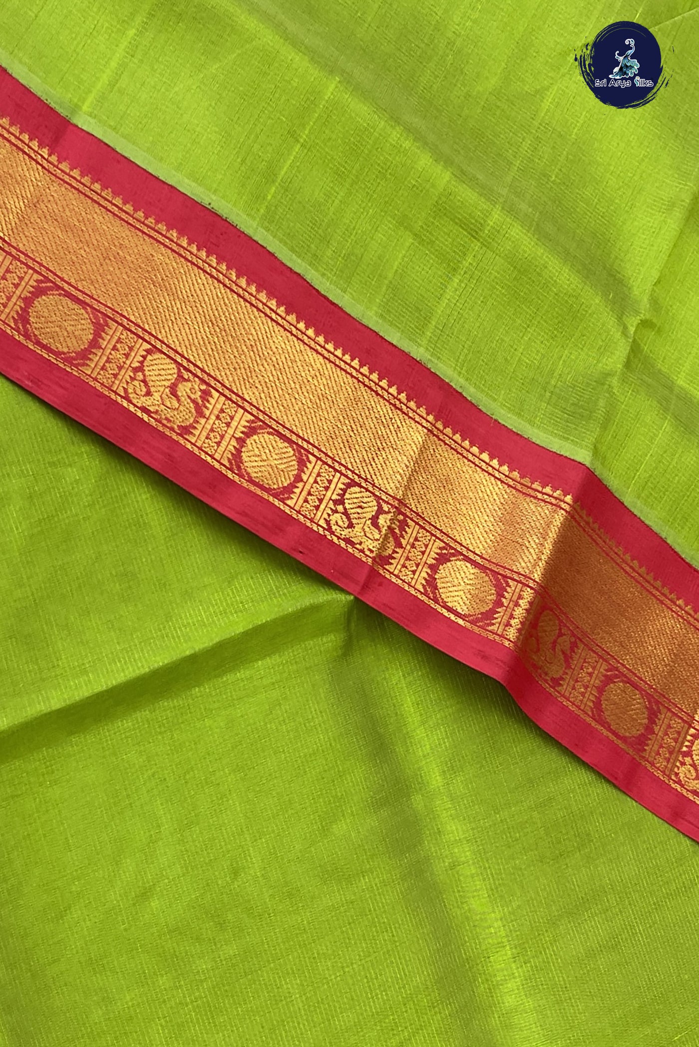 Light Green Vaira Oosi Silk Cotton Saree With Vaira Oosi Pattern