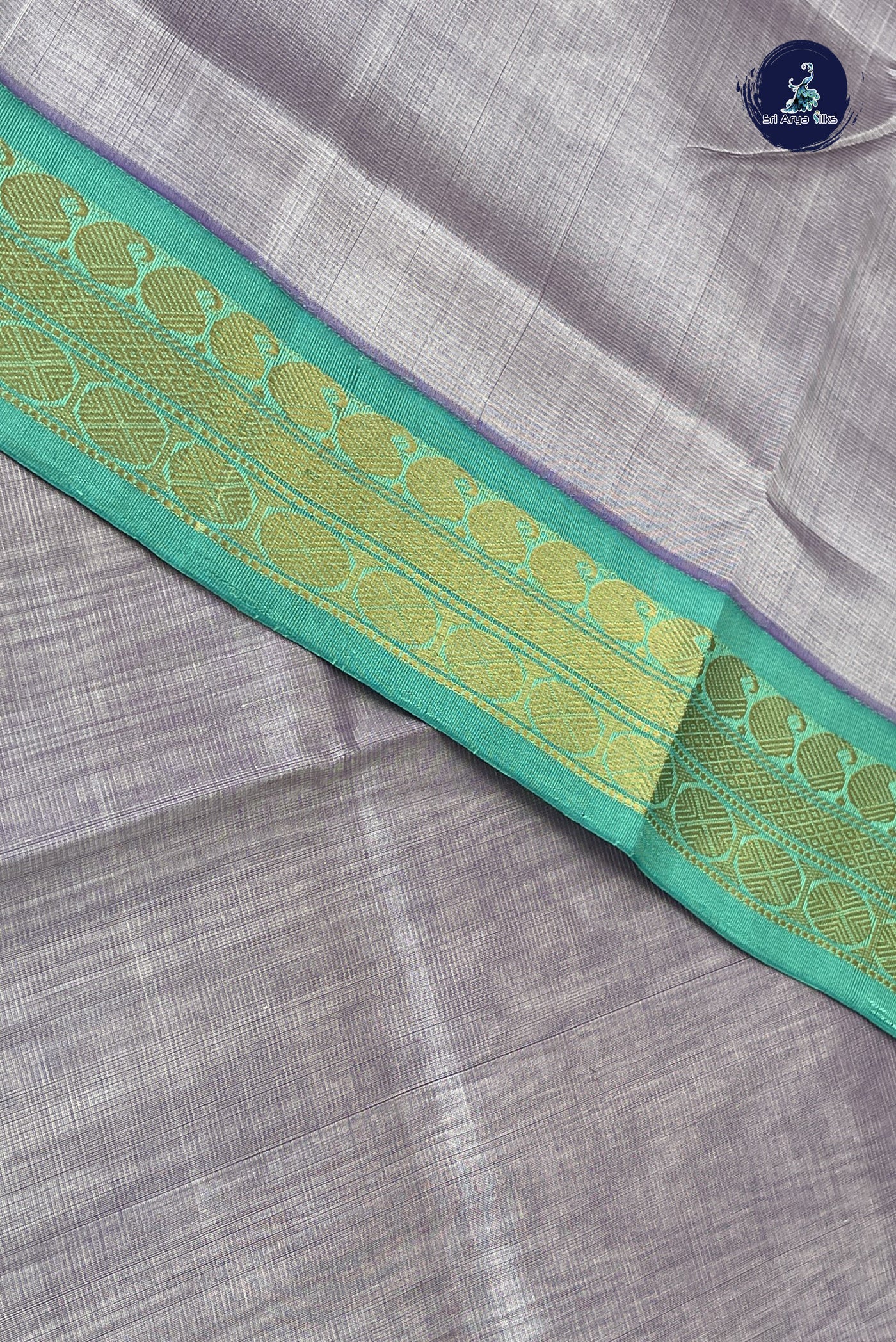 Lavender Vaira Oosi Silk Cotton Saree With Vaira Oosi Pattern