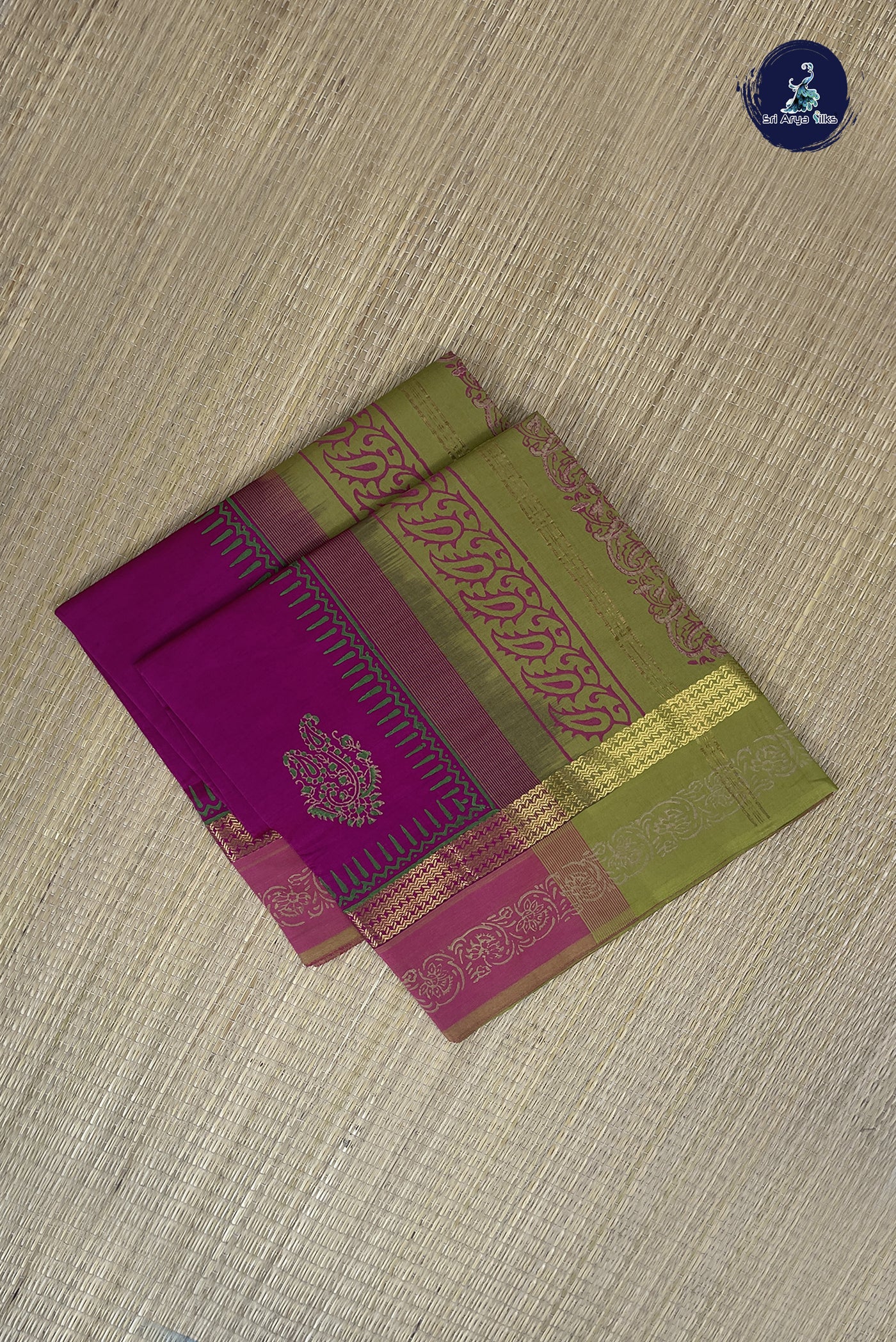 BeetRoot Shade Kanchi Semi Silk Cotton Saree With Printed Pattern