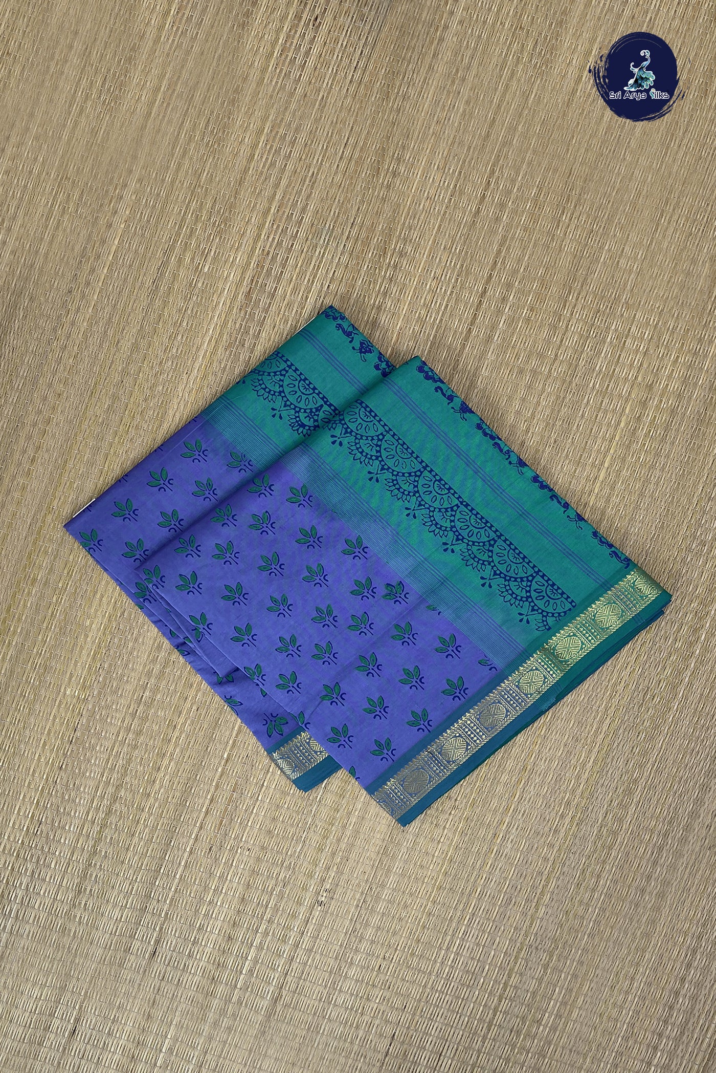 Lavender Kanchi Semi Silk Cotton Saree With Printed Pattern